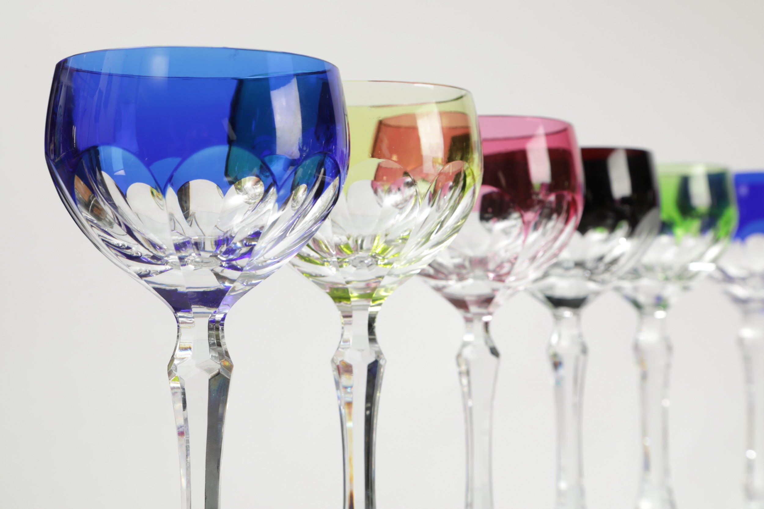 12 colored Bohemia crystal glasses