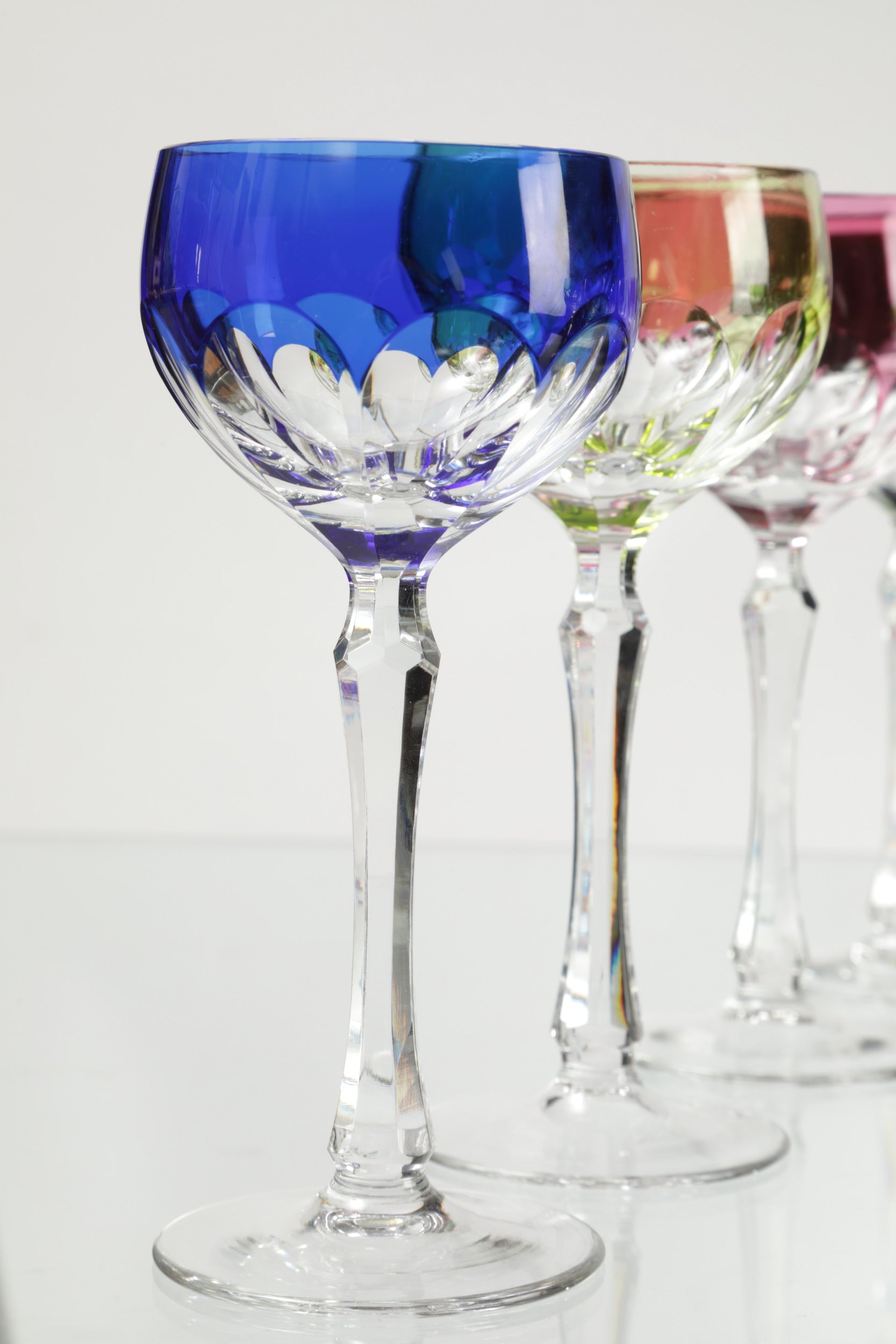 12 colored Bohemia crystal glasses