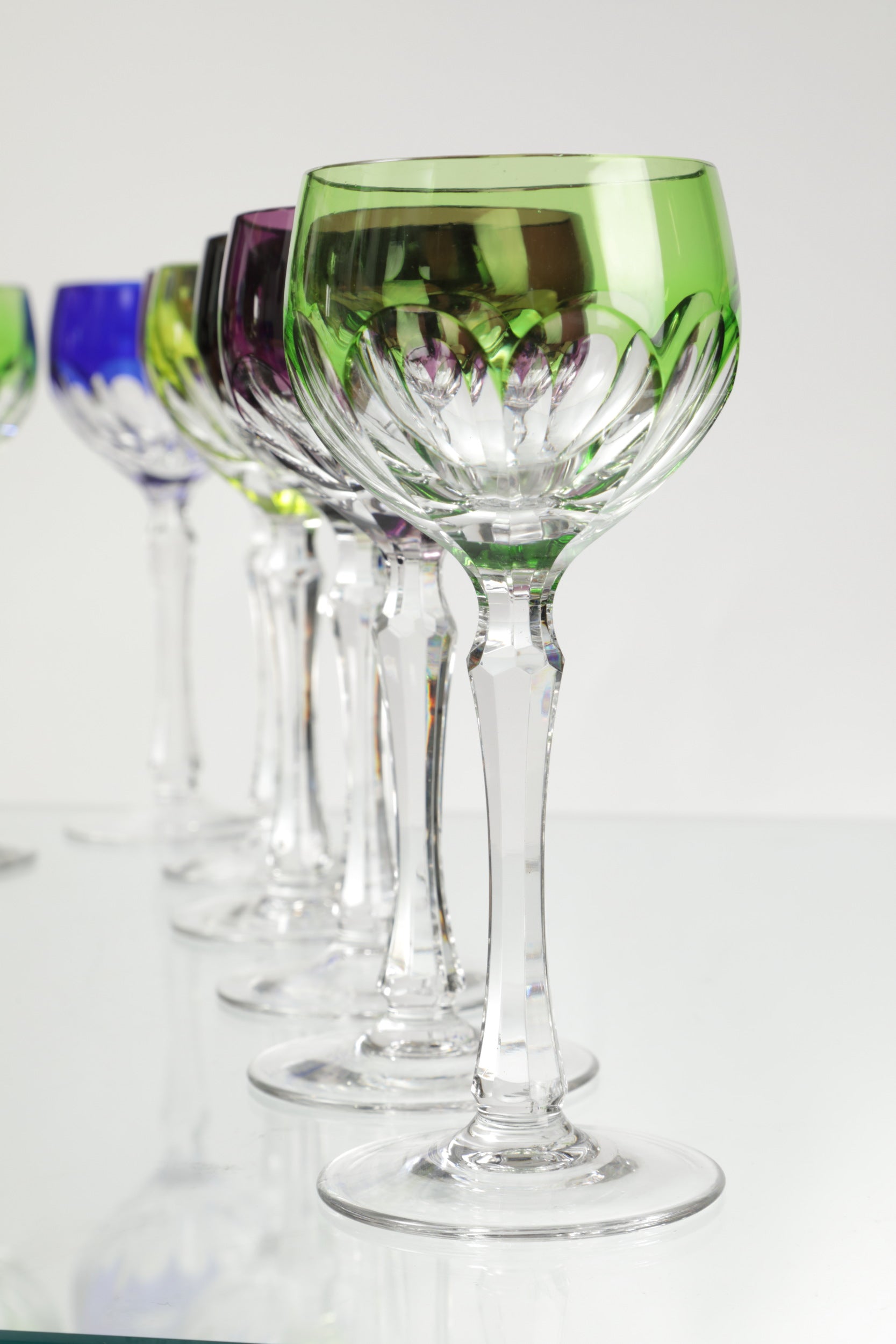 12 colored Bohemia crystal glasses