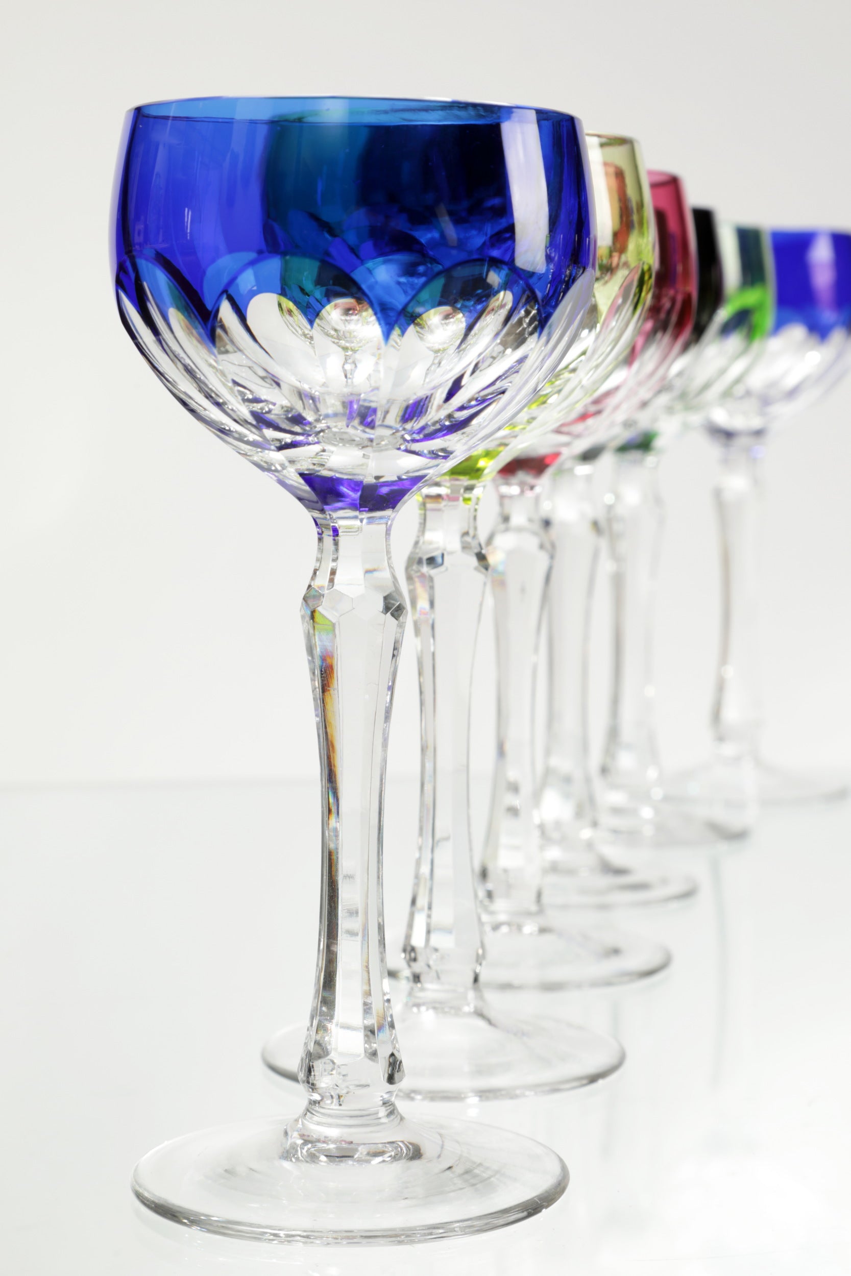 12 colored Bohemia crystal glasses