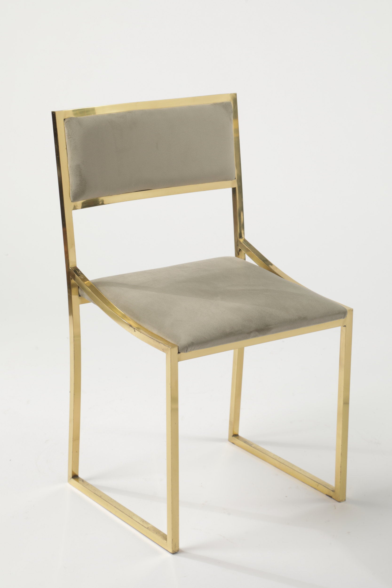 4 70's brass and velvet chairs reinterpreted by triplef