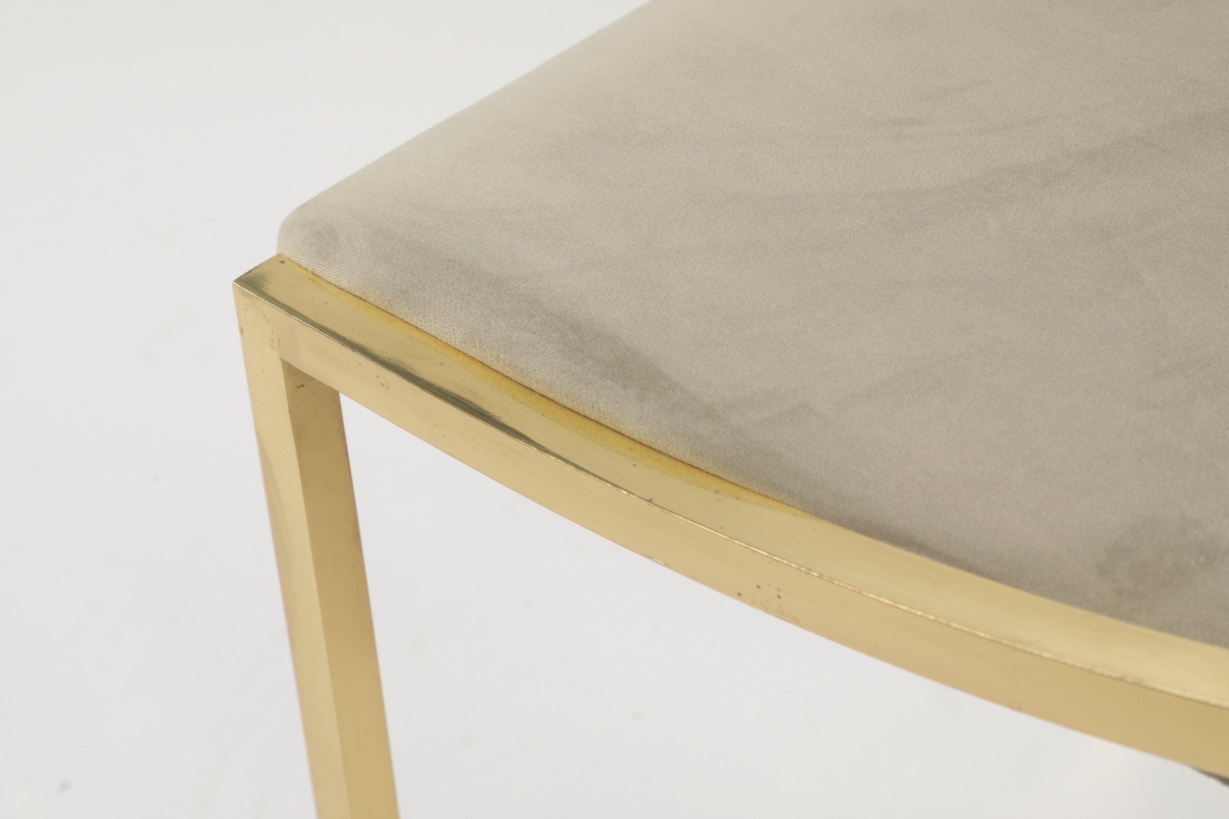 4 70's brass and velvet chairs reinterpreted by triplef