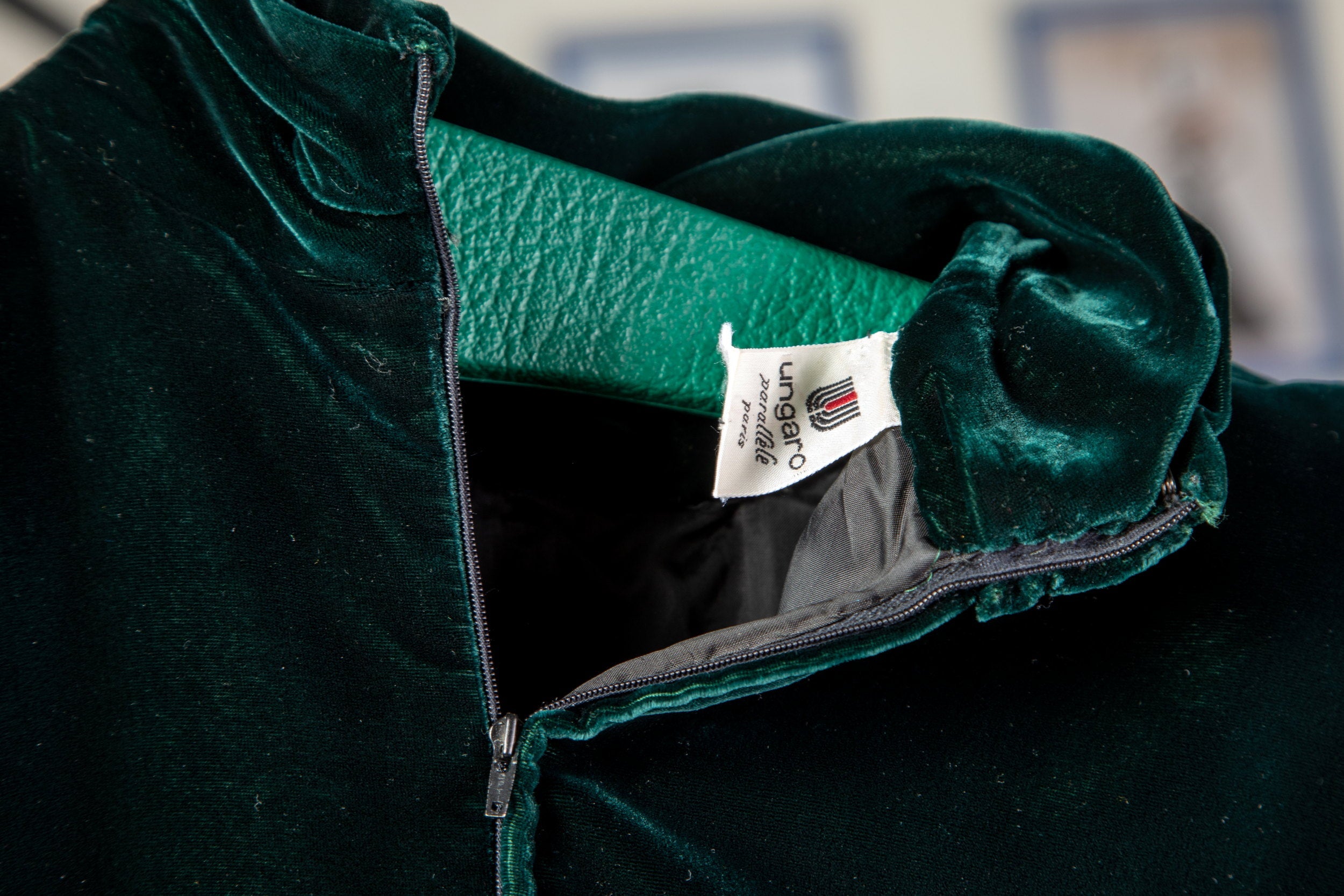 Ungaro green velvet dress from the 80s