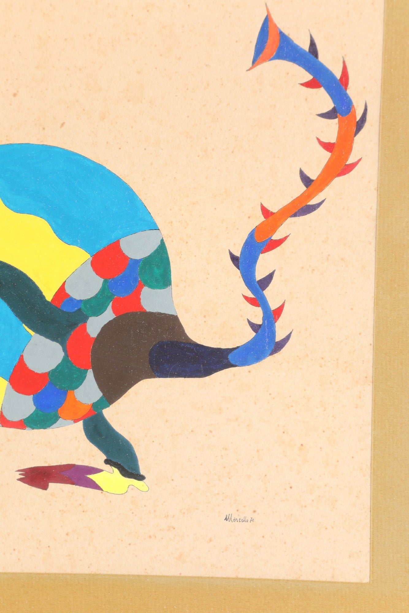 1970s painting Watercolor on paper abstract fauna