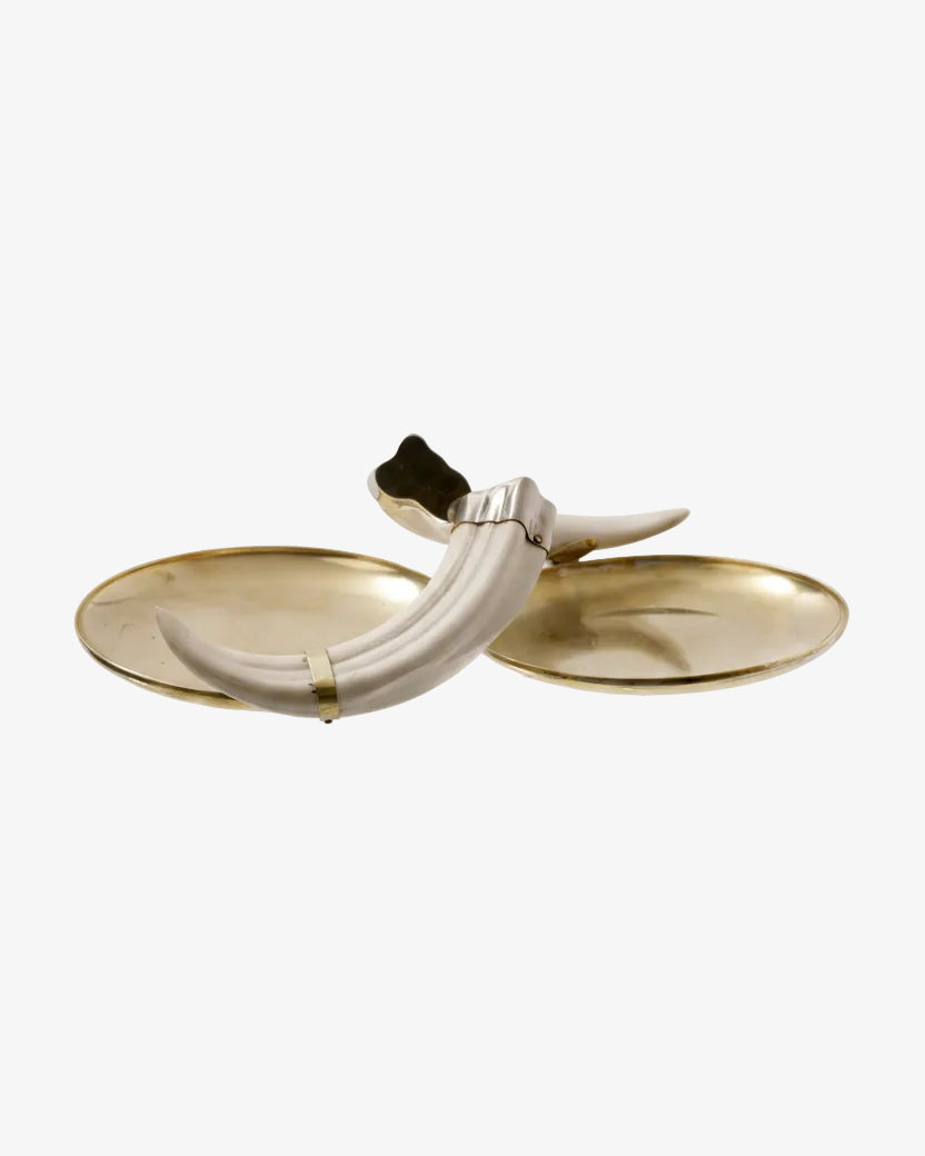 Antipasto dish in brass and horn from the 70s