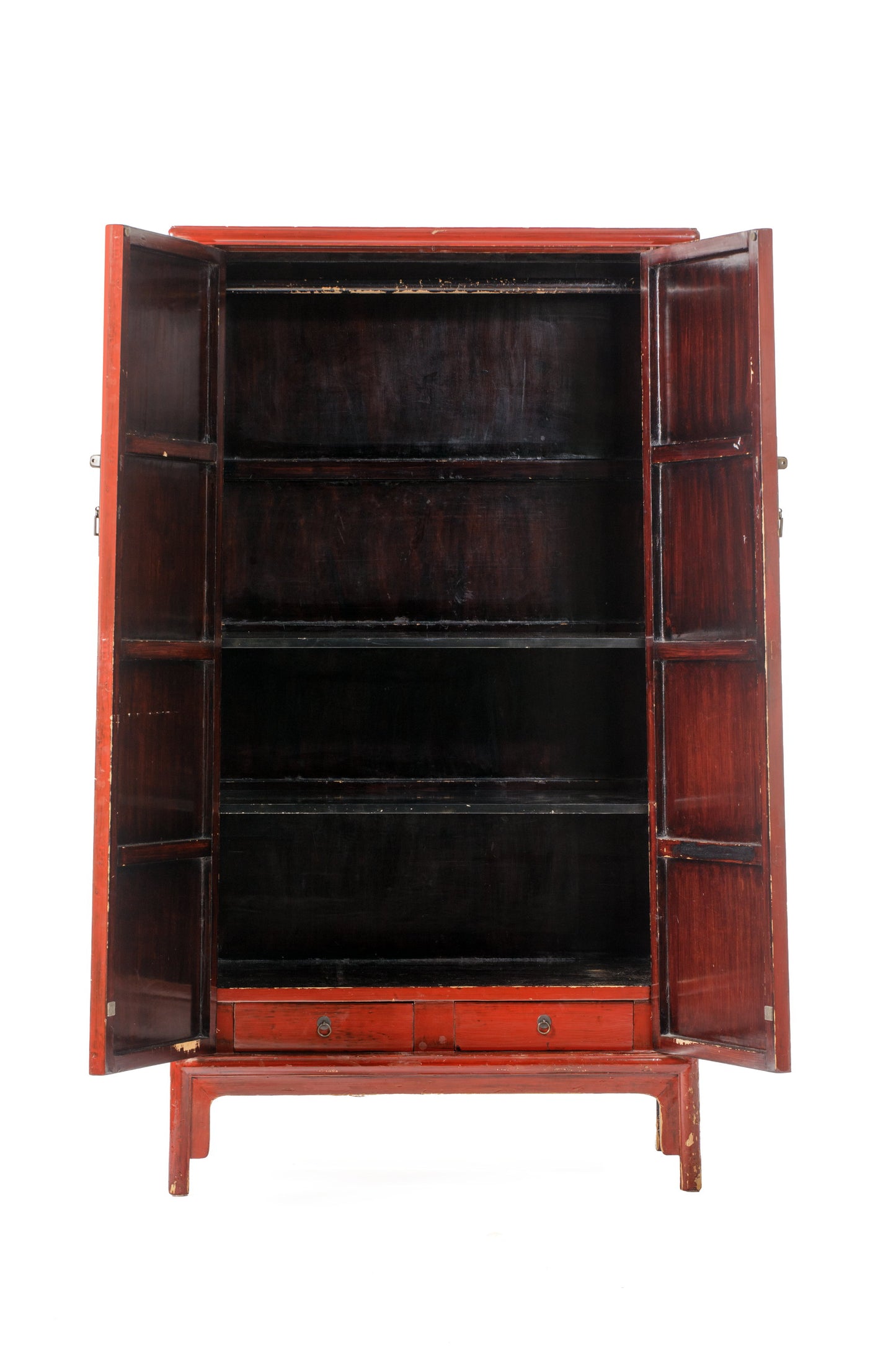 Chinese red lacquered wardrobe
