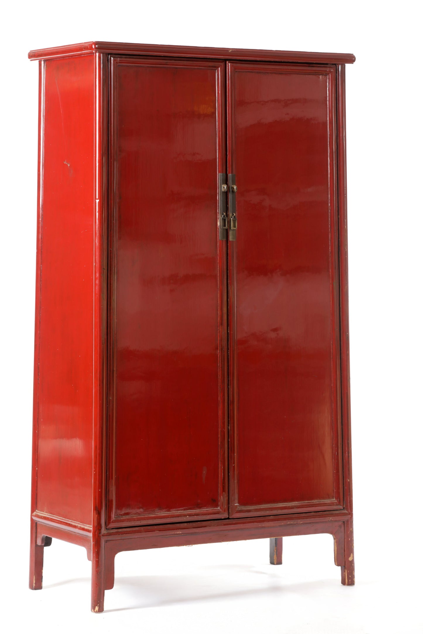 Chinese red lacquered wardrobe