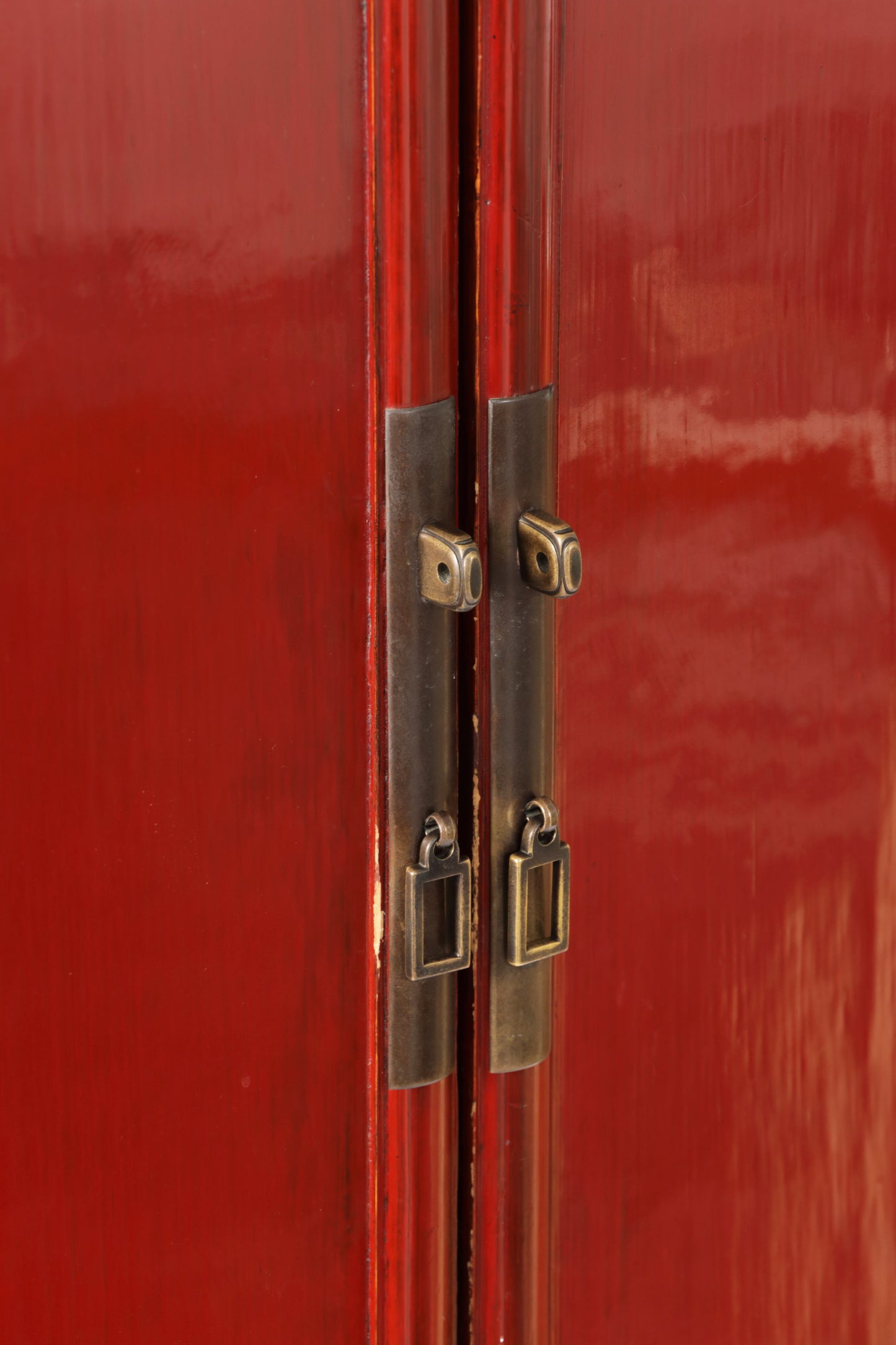 Chinese red lacquered wardrobe