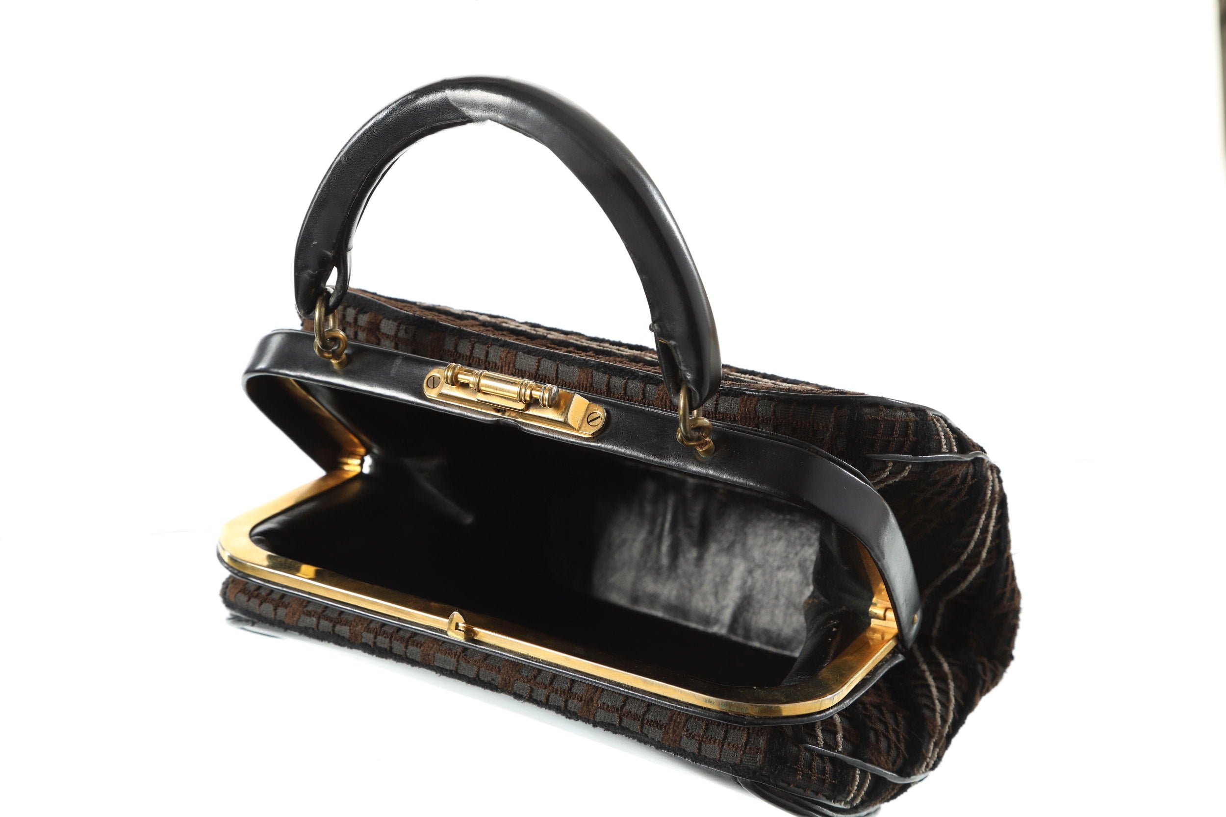 Roberta di Camerino leather and velvet handbag