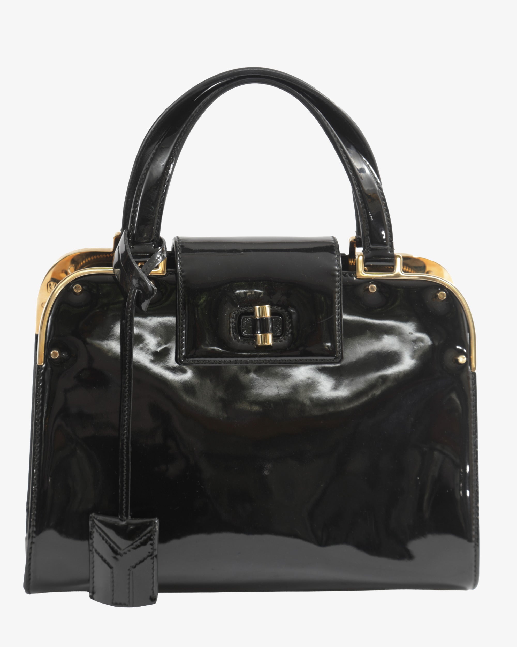 Yves Saint Laurent black and gold handbag