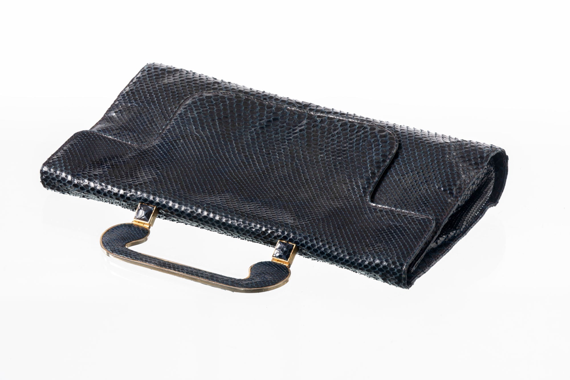 1950s blue python handbag