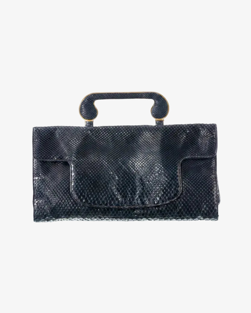 1950s blue python handbag
