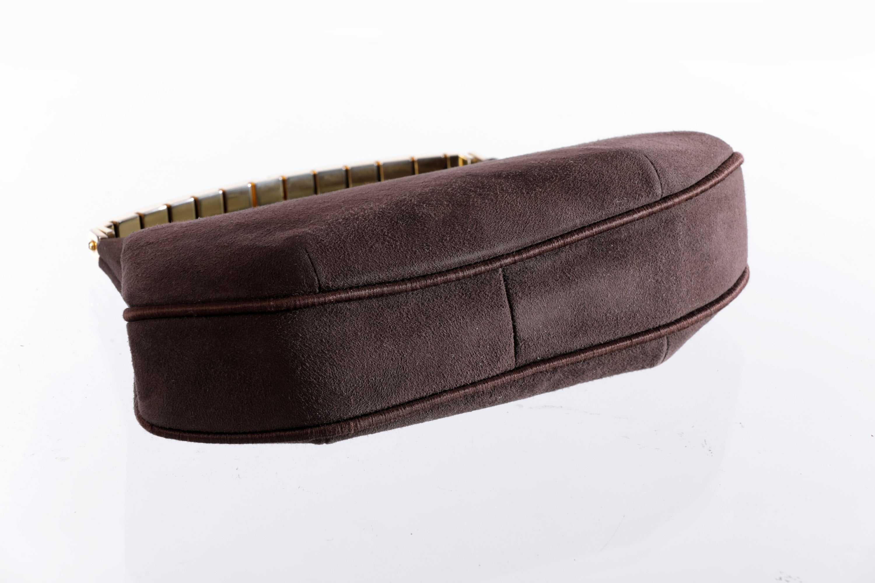 Suede handbag with golden hardware from the 60s