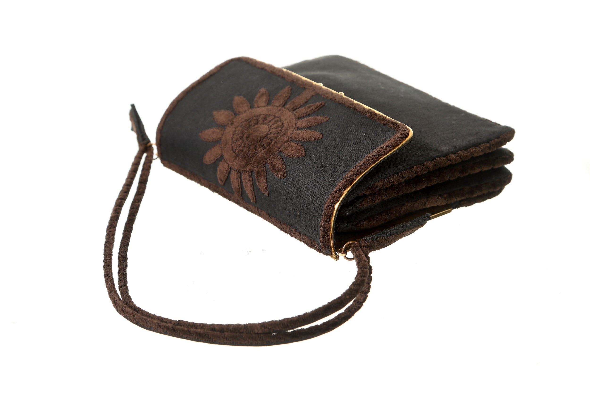 Roberta di Camerino shoulder bag brown velvet black background