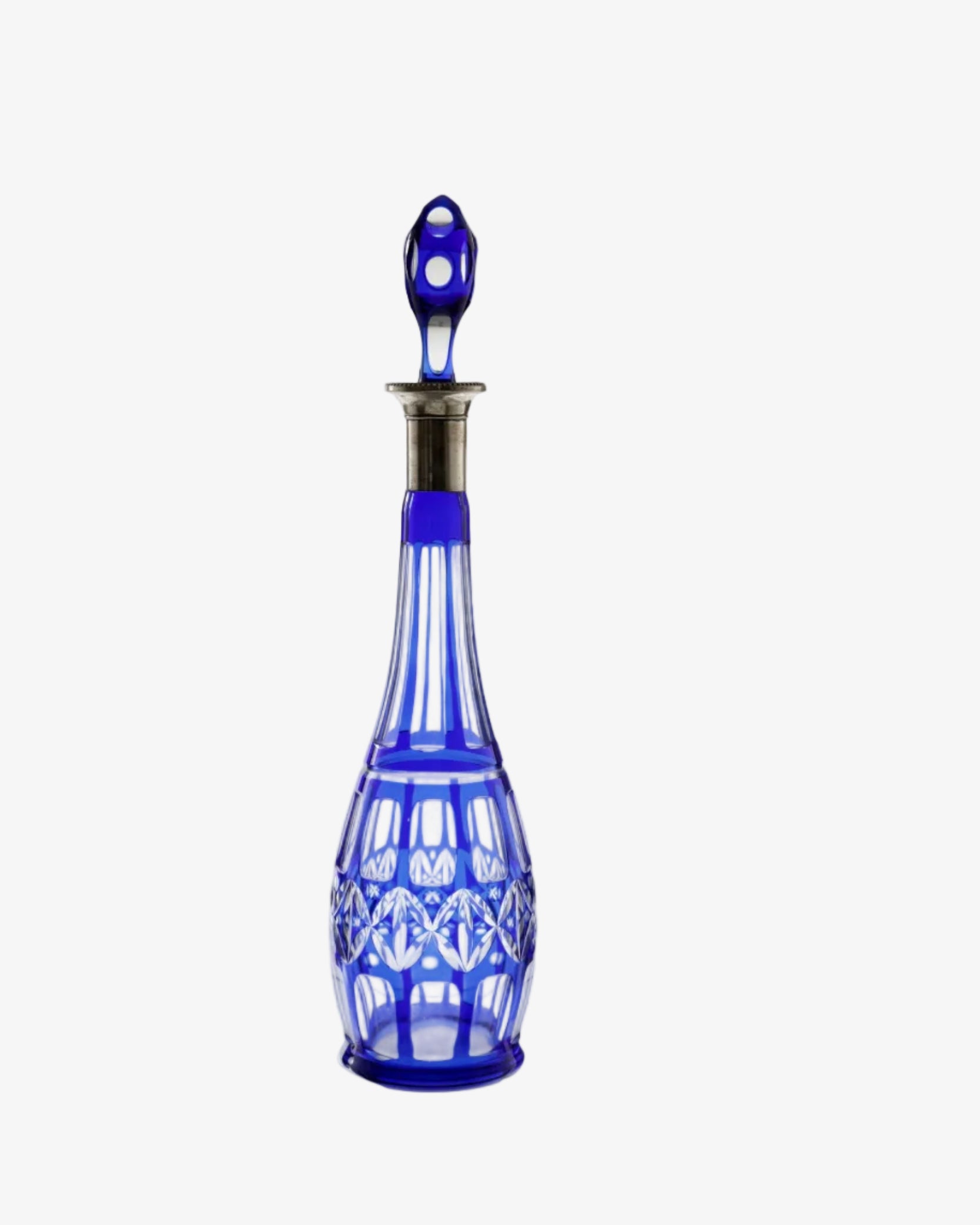 Bohemian blue crystal bottle from the 70s