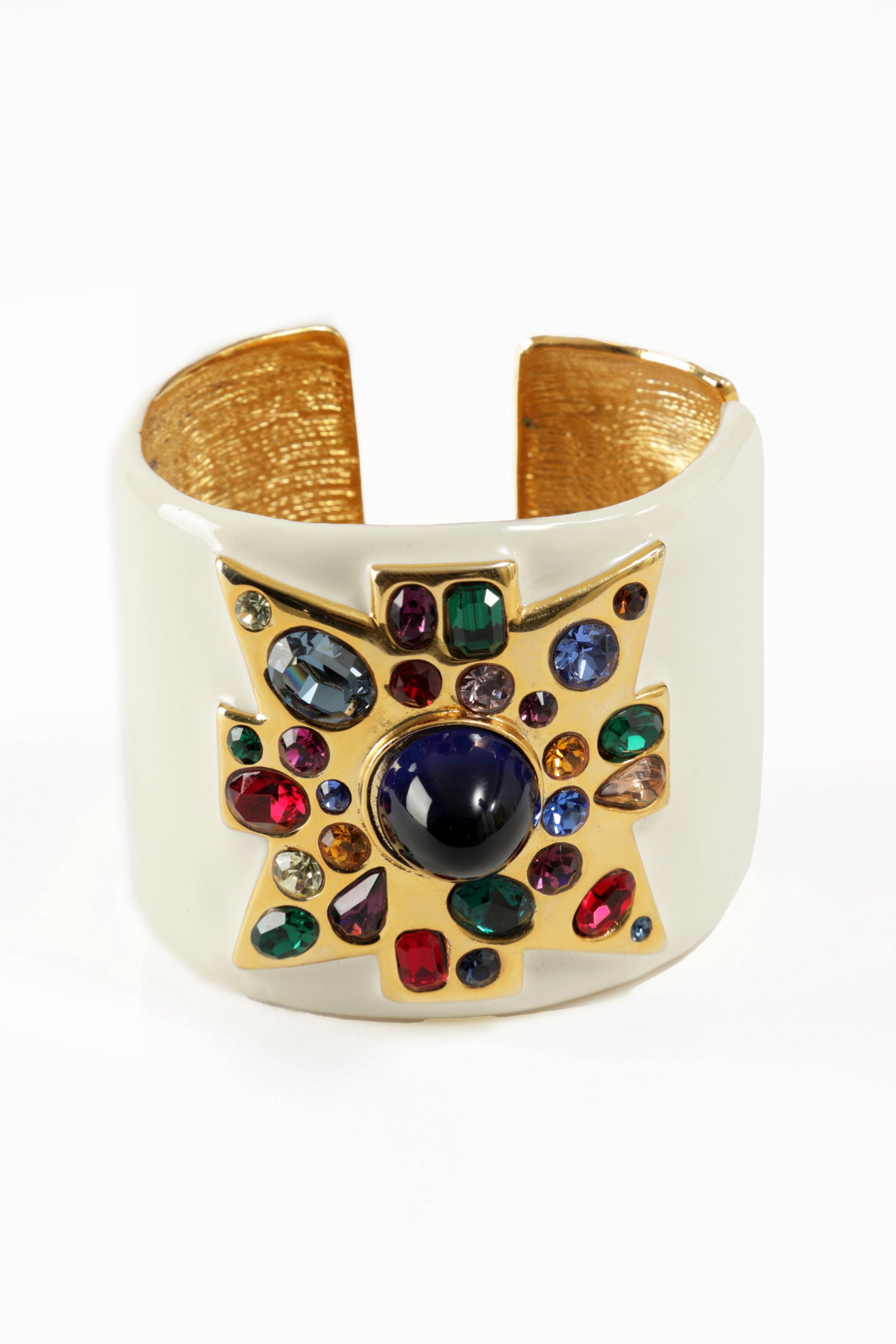 Kenneth Jay Lane White Cross Bracelet from the 1990s