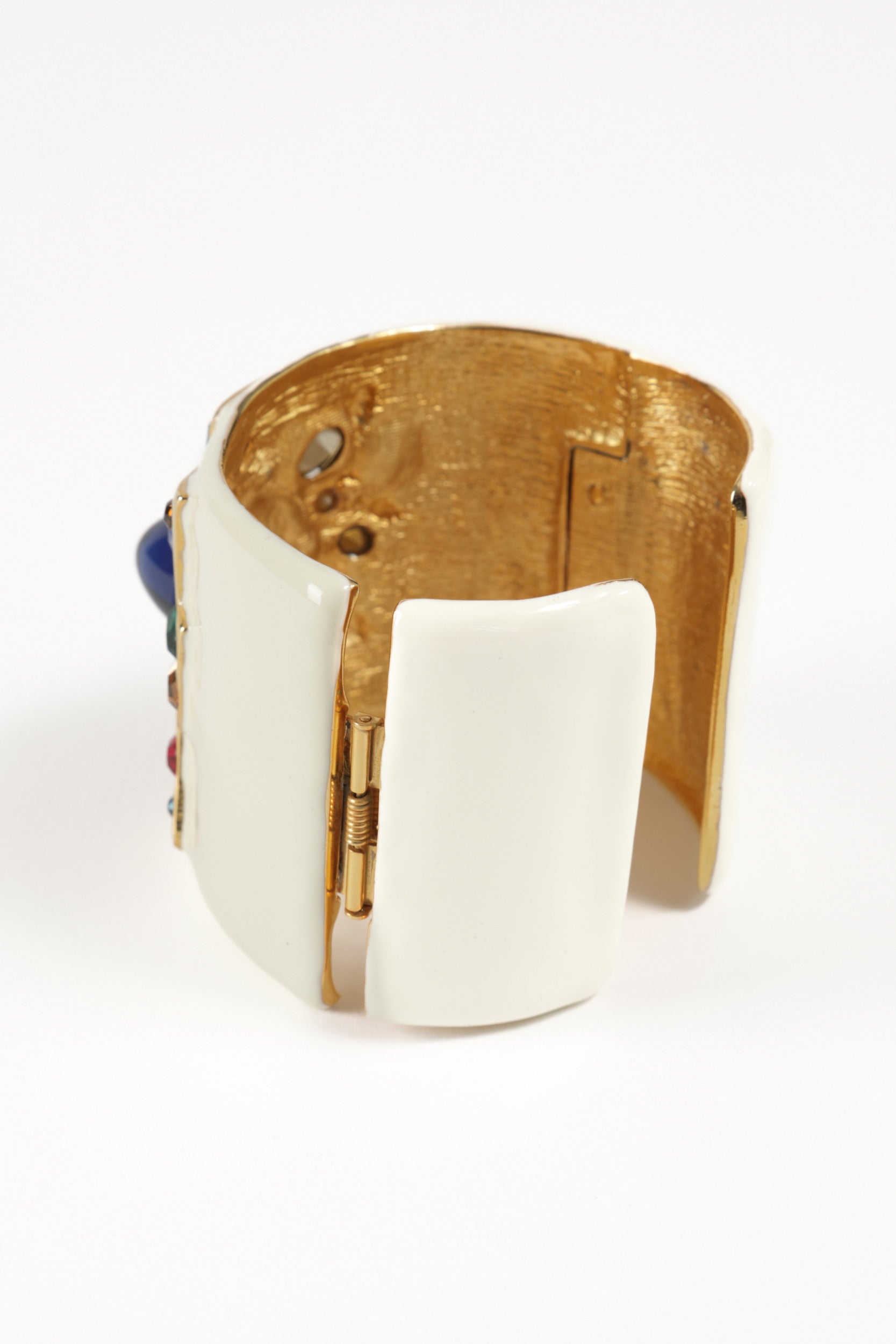 Kenneth Jay Lane White Cross Bracelet from the 1990s