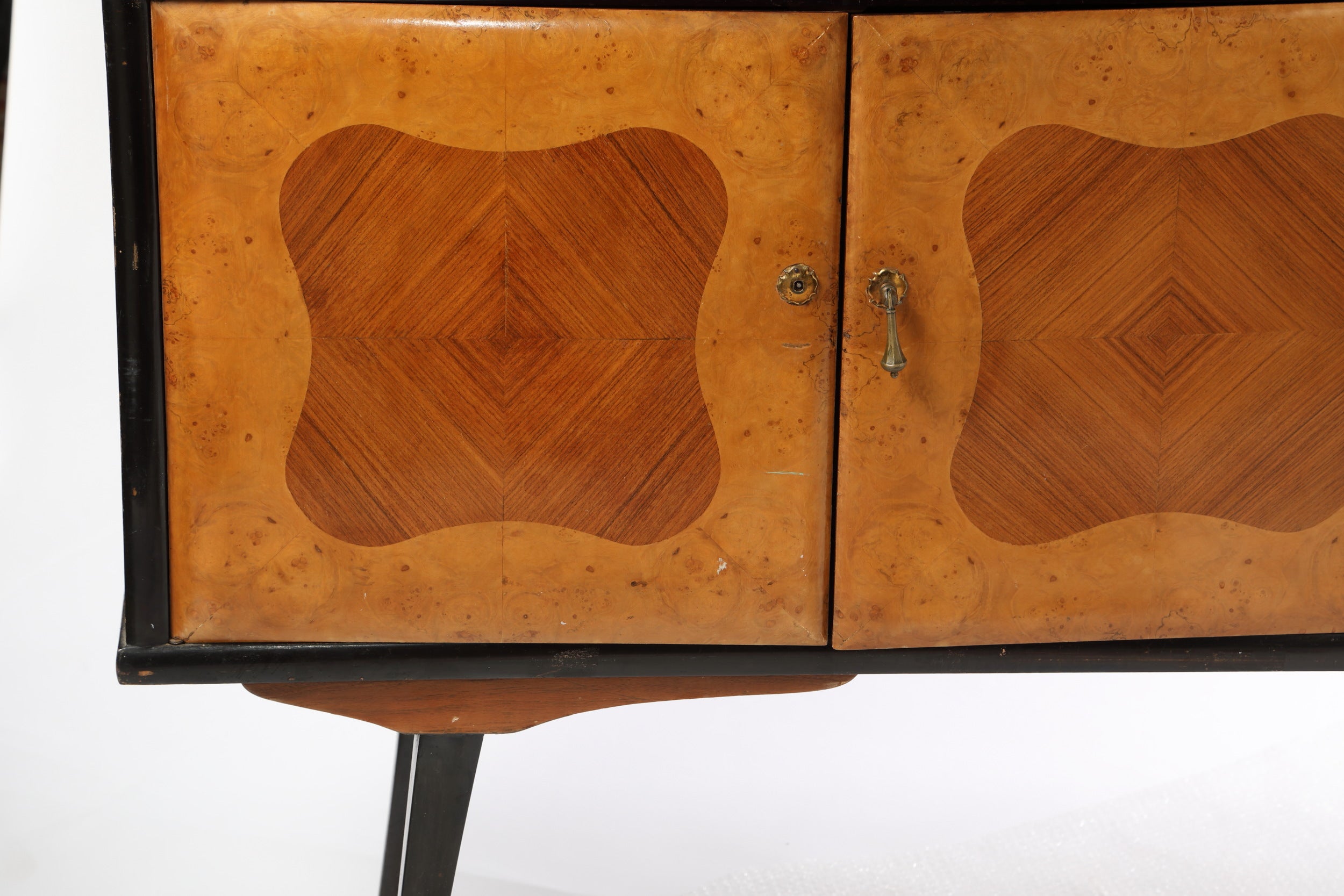 1950s buffet with 2 briarwood doors and 2 glass doors