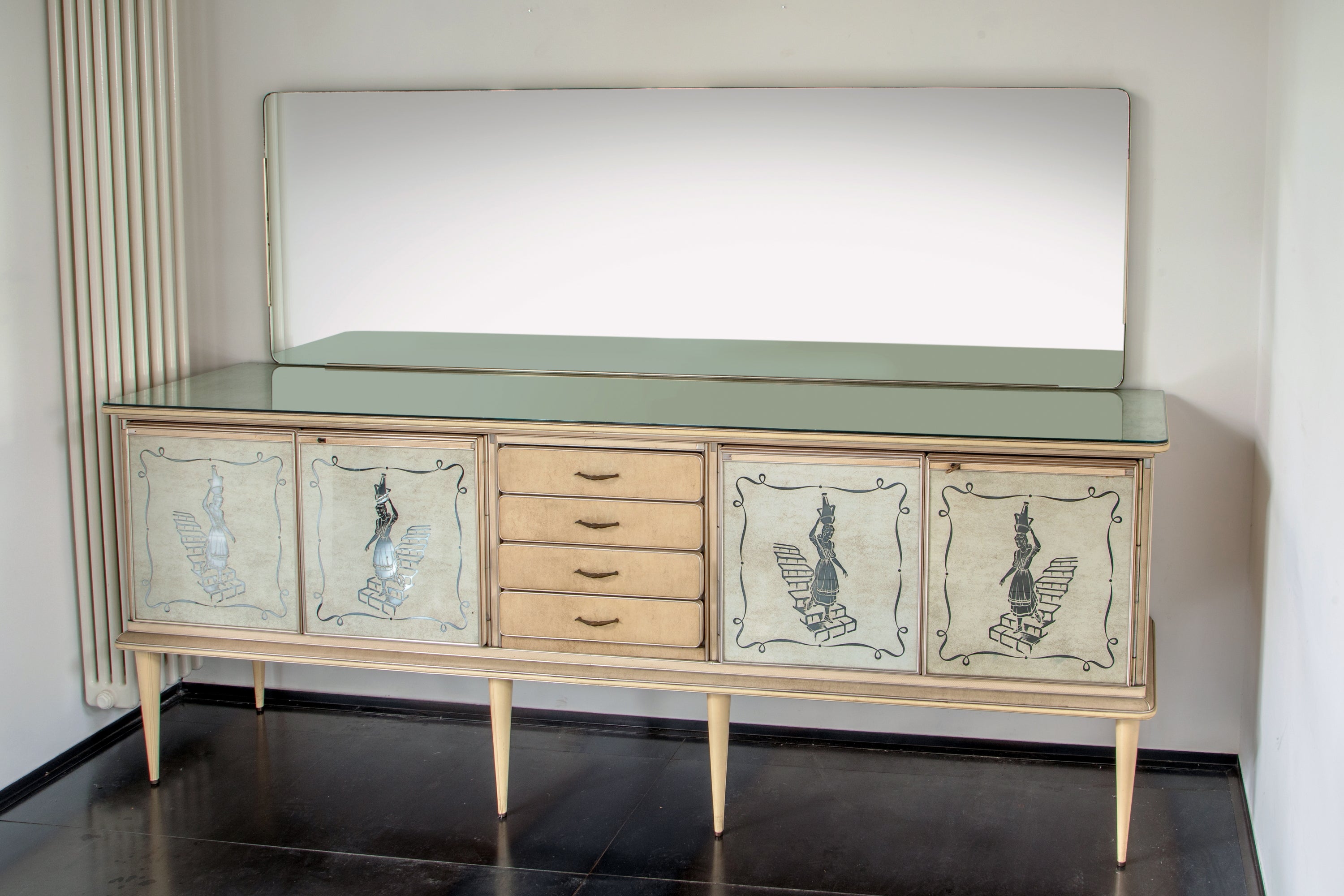 Buffet with Umberto Mascagni mirror from the 1950s
