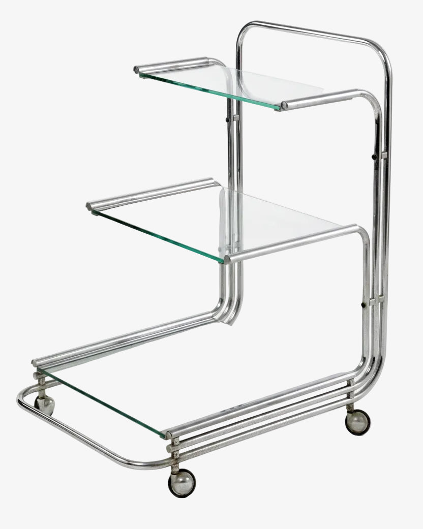 70s bamboo brass trolley