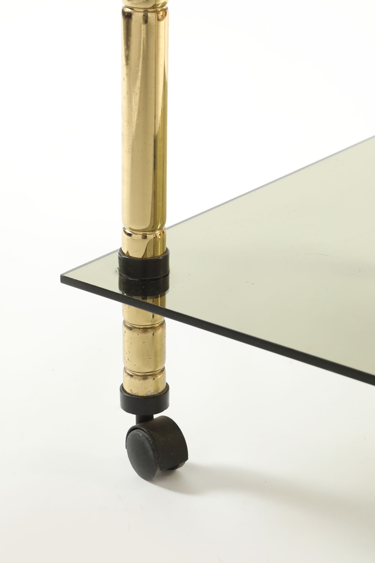 Trolley 70s smoked glass structure in brass