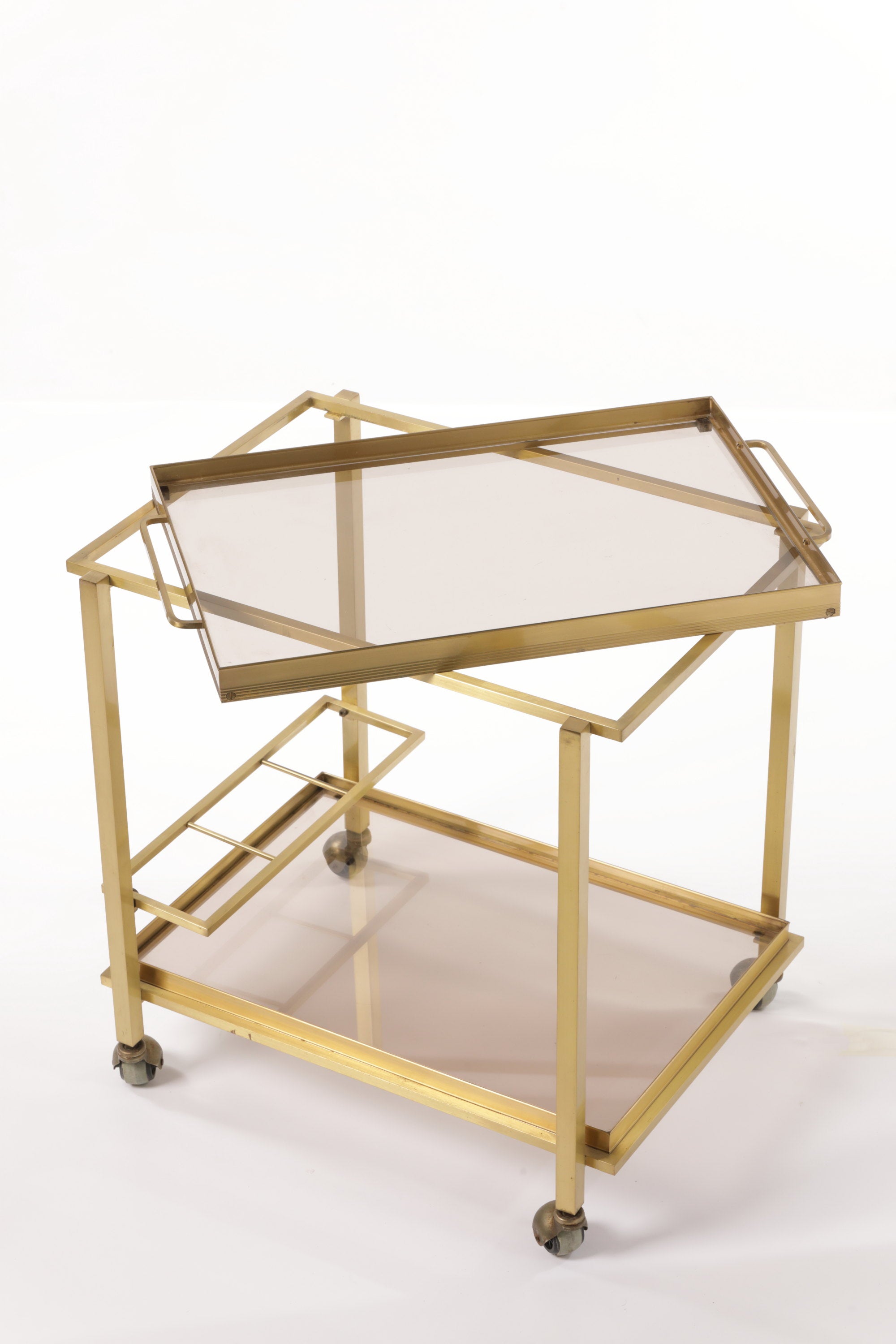 Brass trolley with removable trays 70s