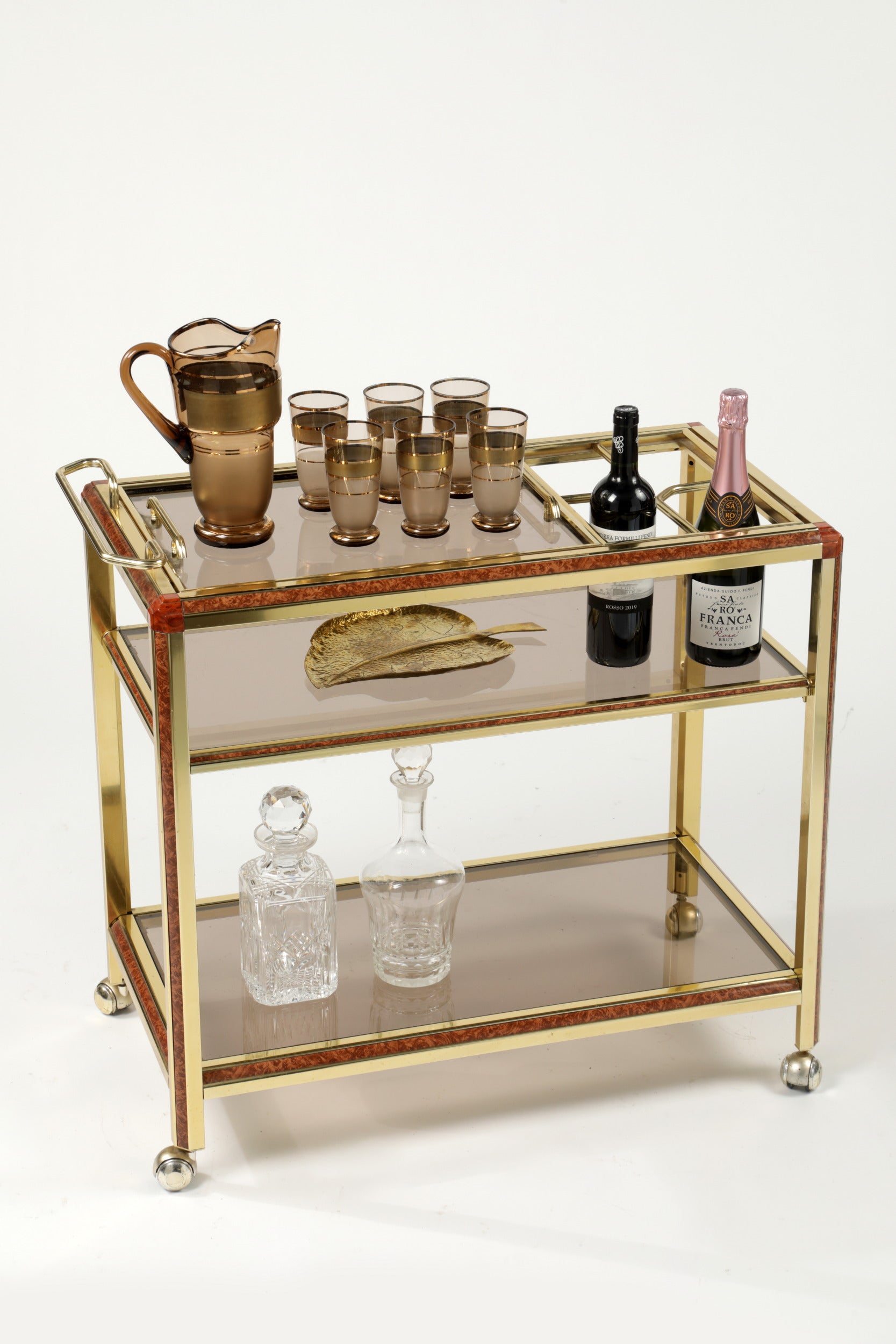 1970s brass leaf centrepiece