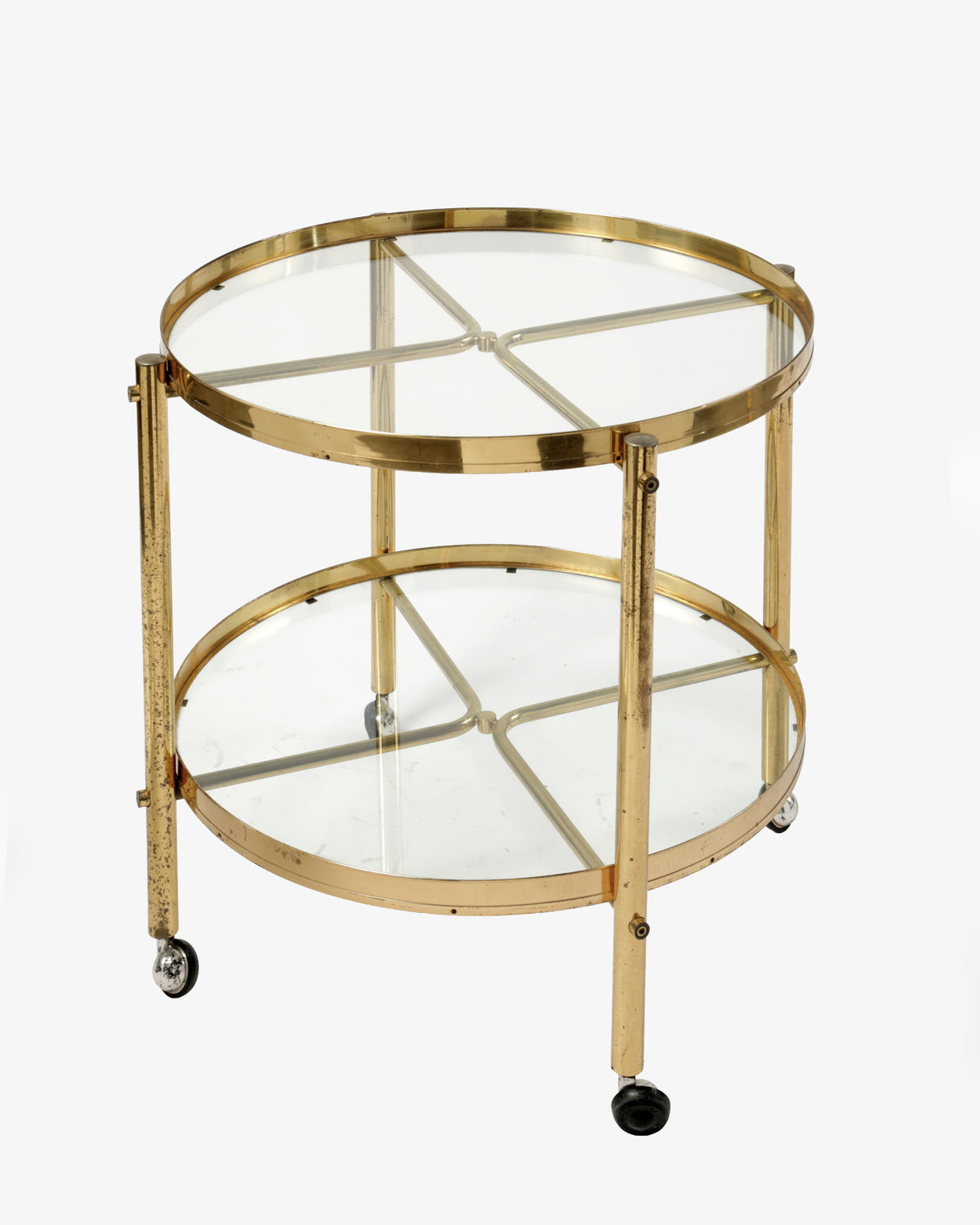 1970s round brass trolley