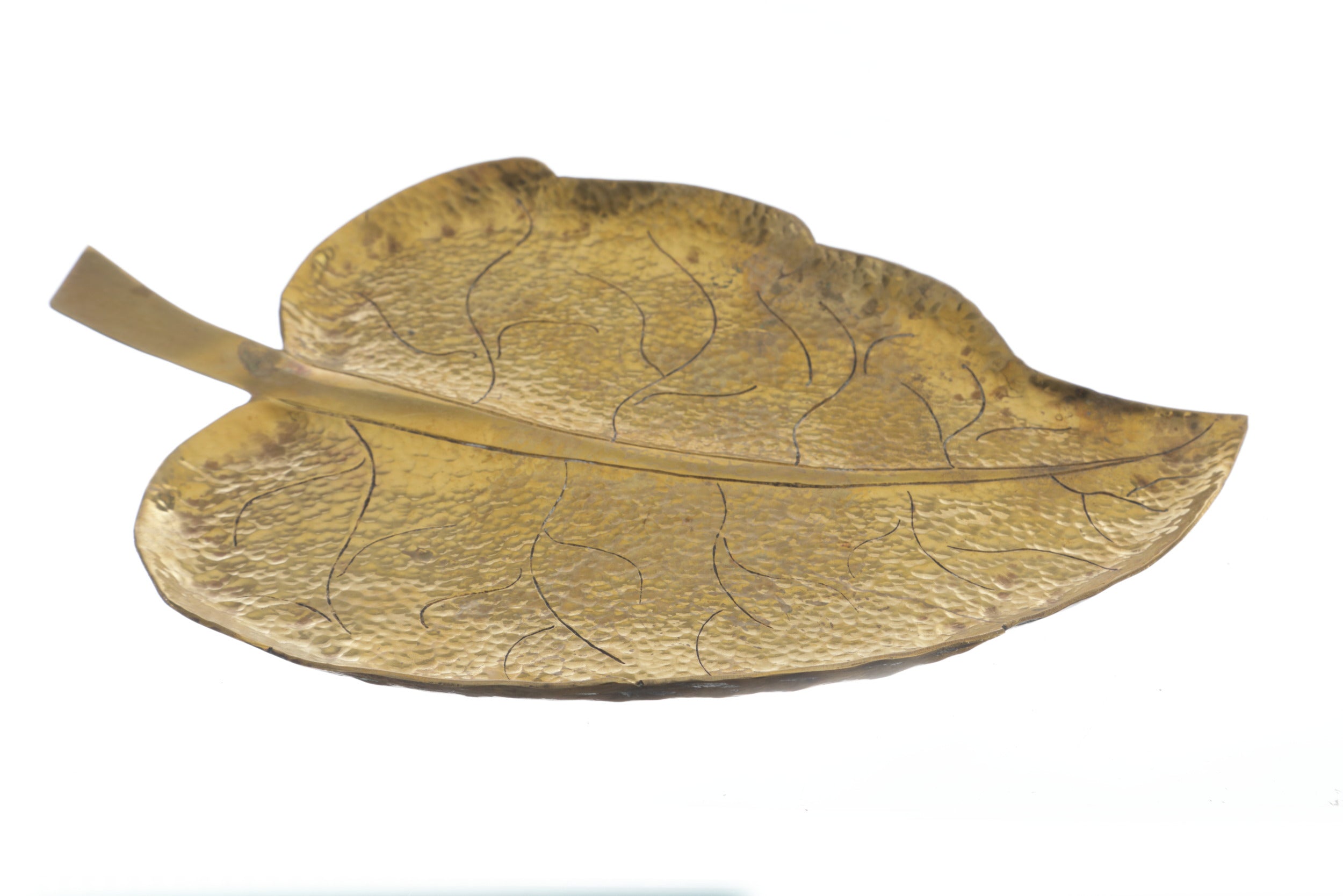 1970s brass leaf centrepiece