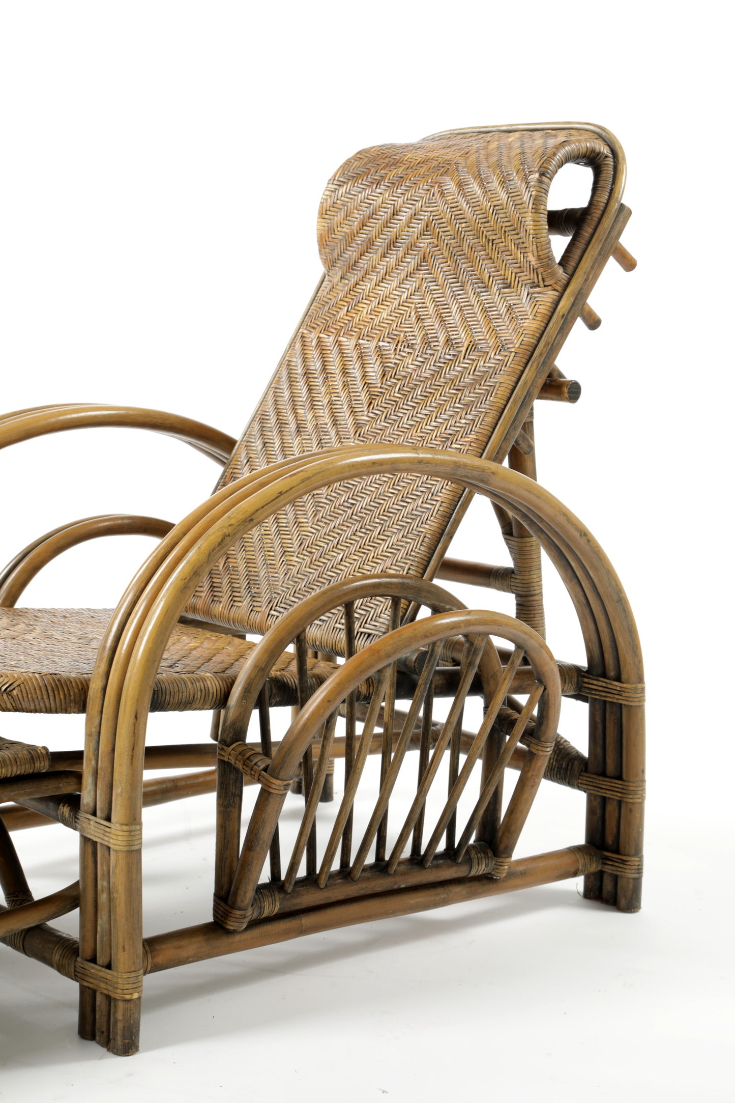Rattan chaise longue from the 60s