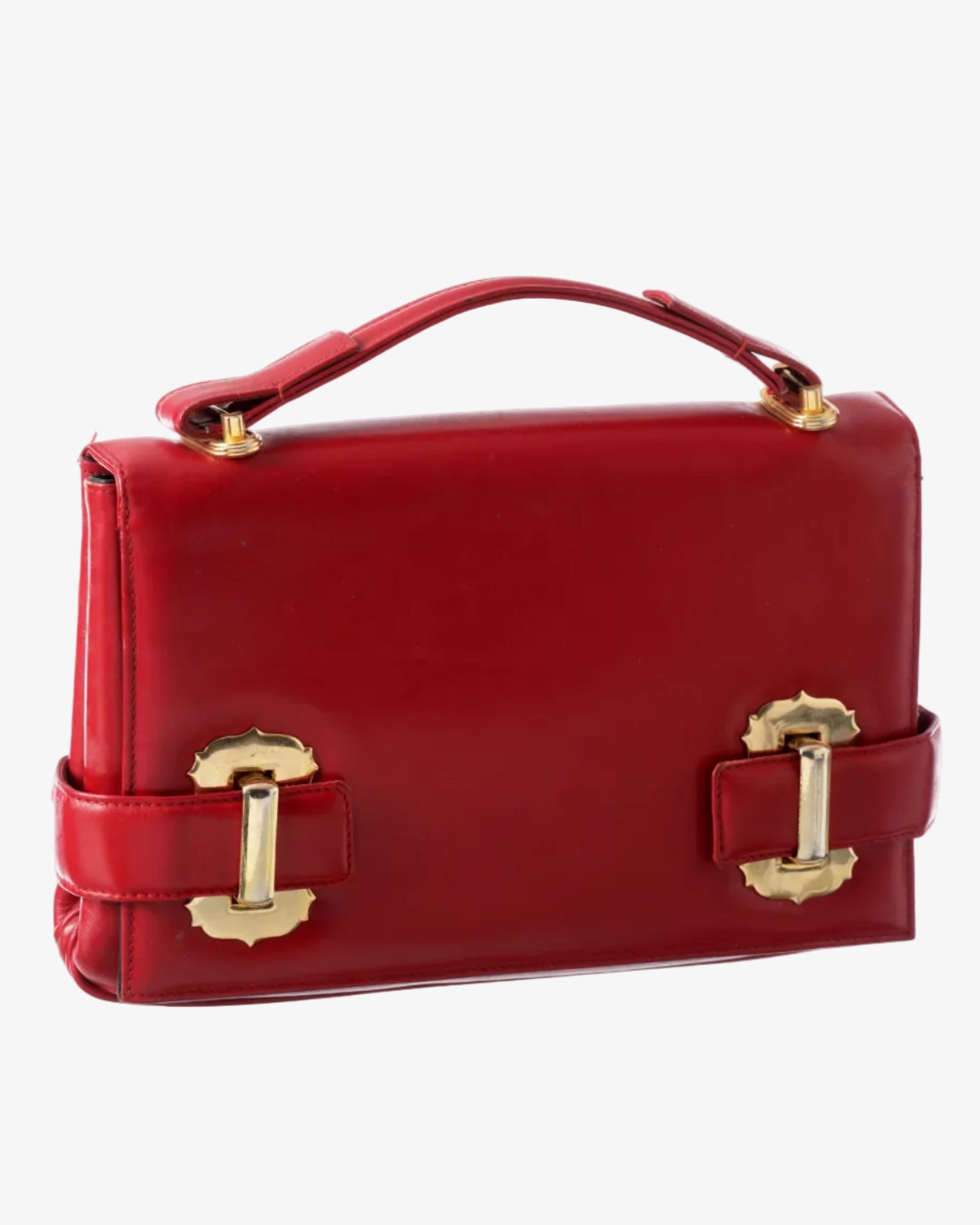 70s leather clutch, golden hardware