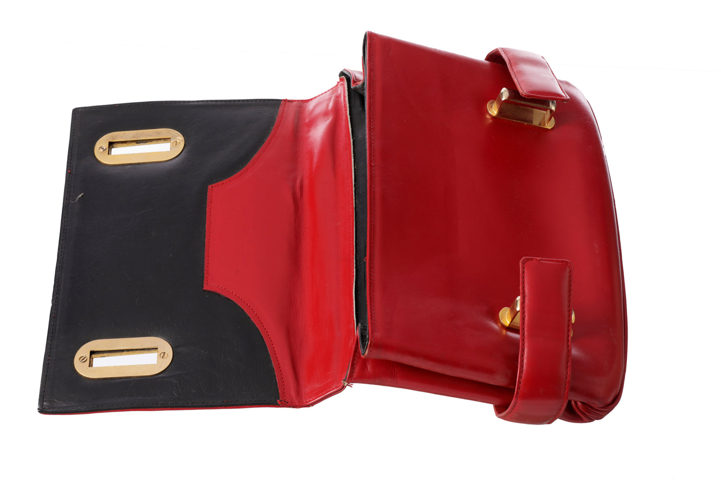 Clutch pelle anni 70 rosso rubino