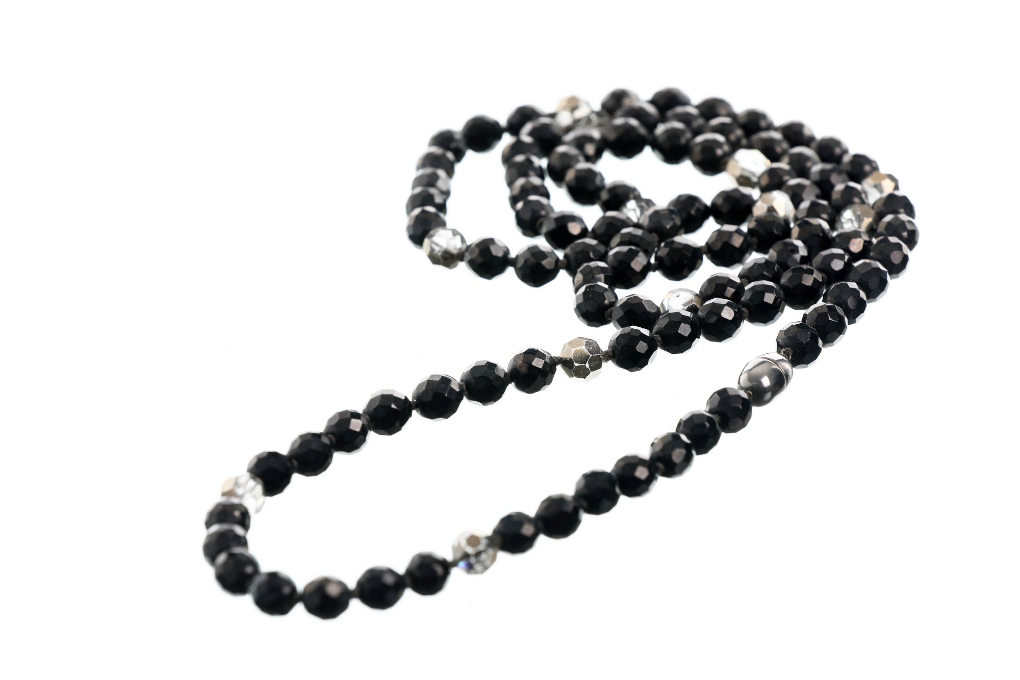 Two-turn necklace with faceted rock crystal