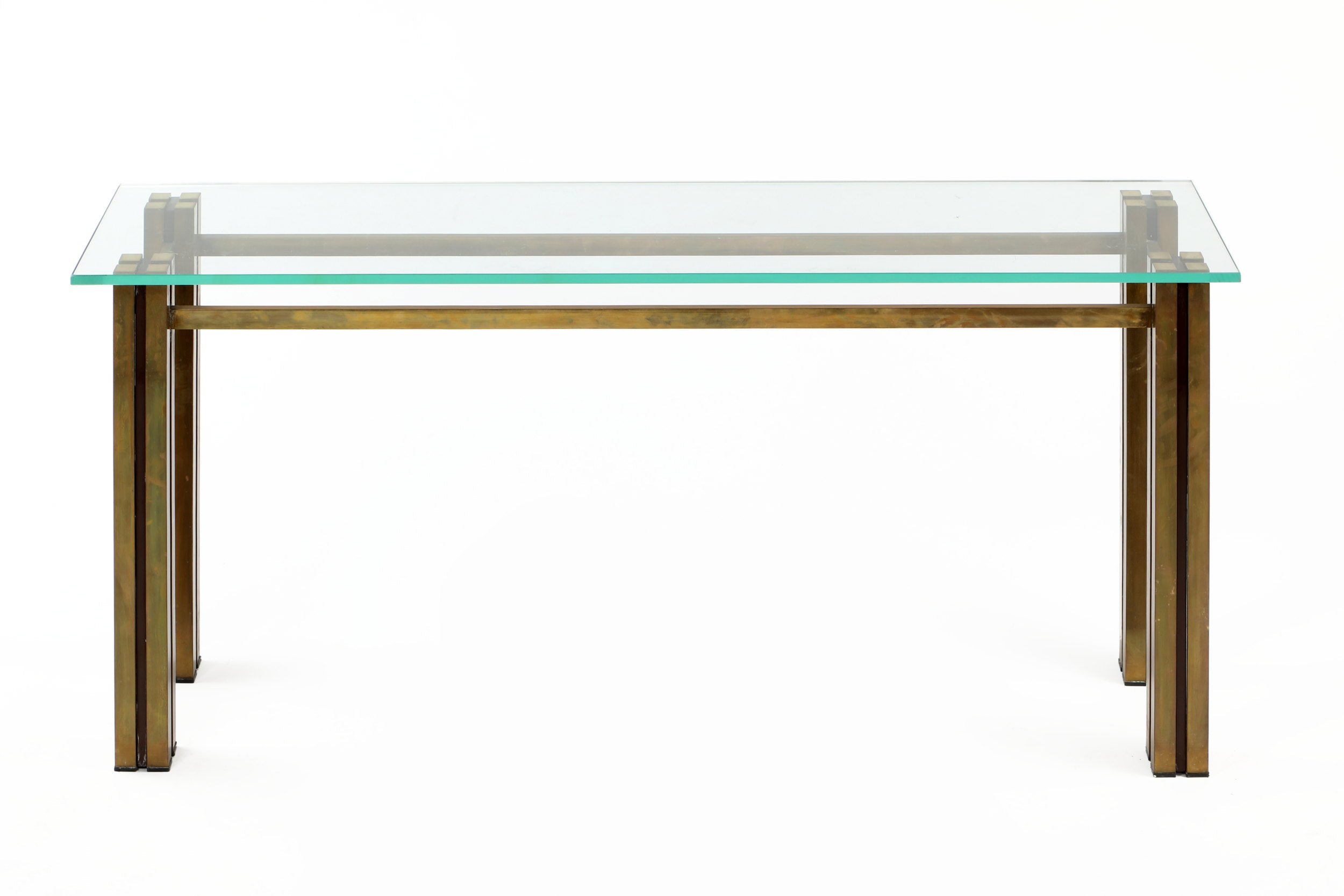 Console from the 70s in brass with glass top