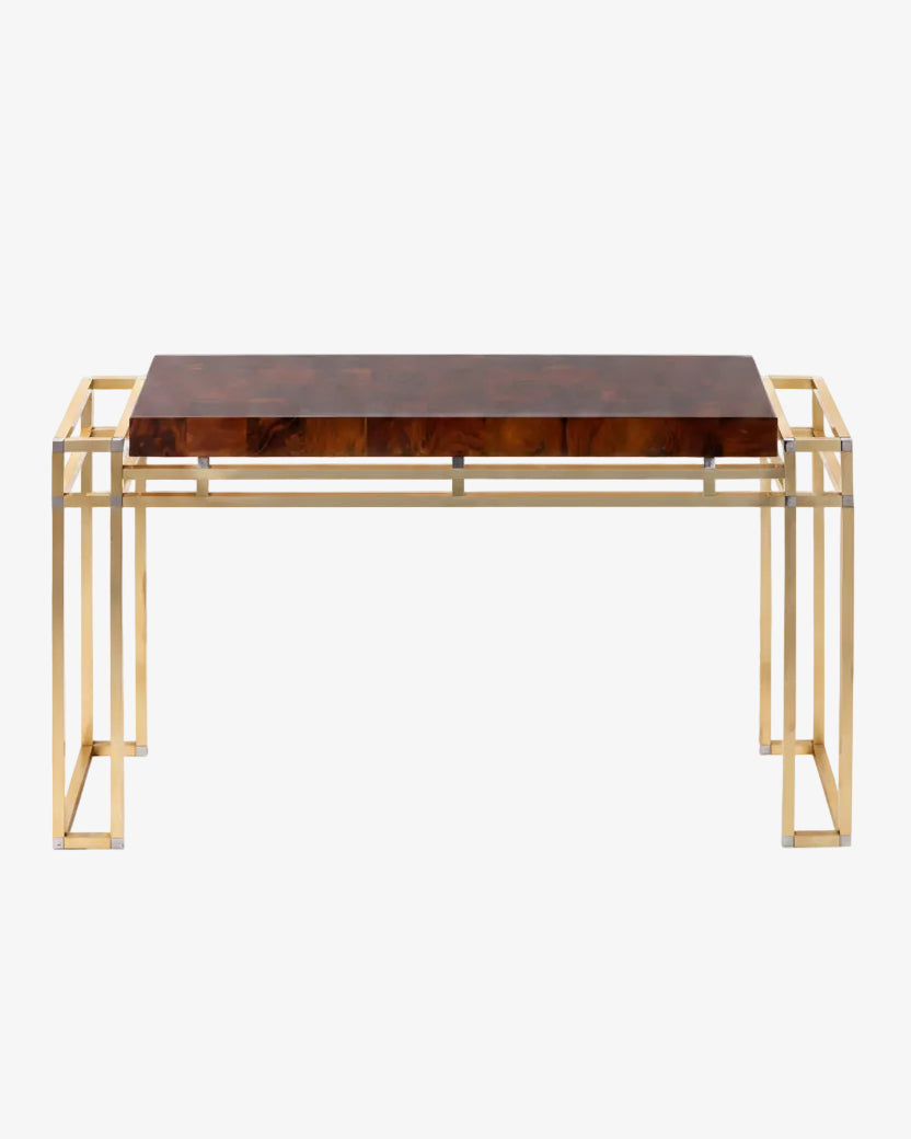 Willy Rizzo console table in briar root, metal and brass from the 1970s