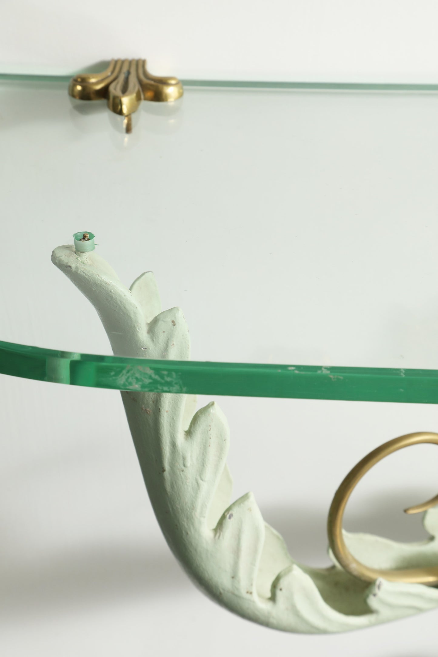 1950s enamelled metal and crystal console