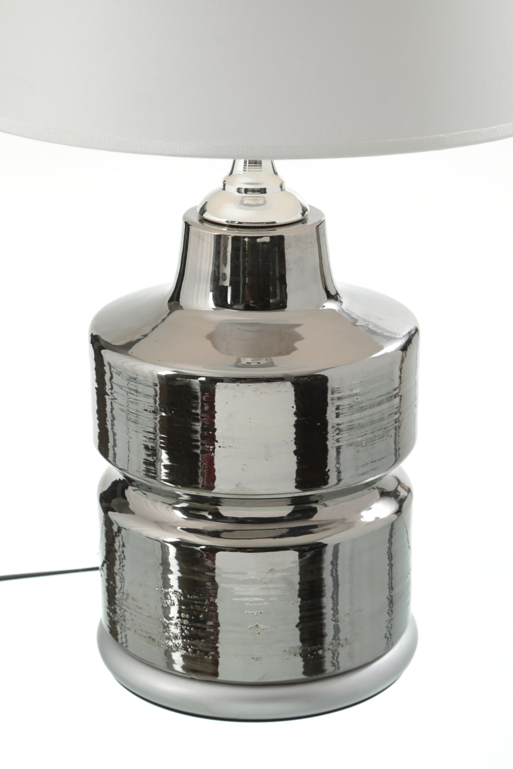 Silver ceramic lamp base from the 70s