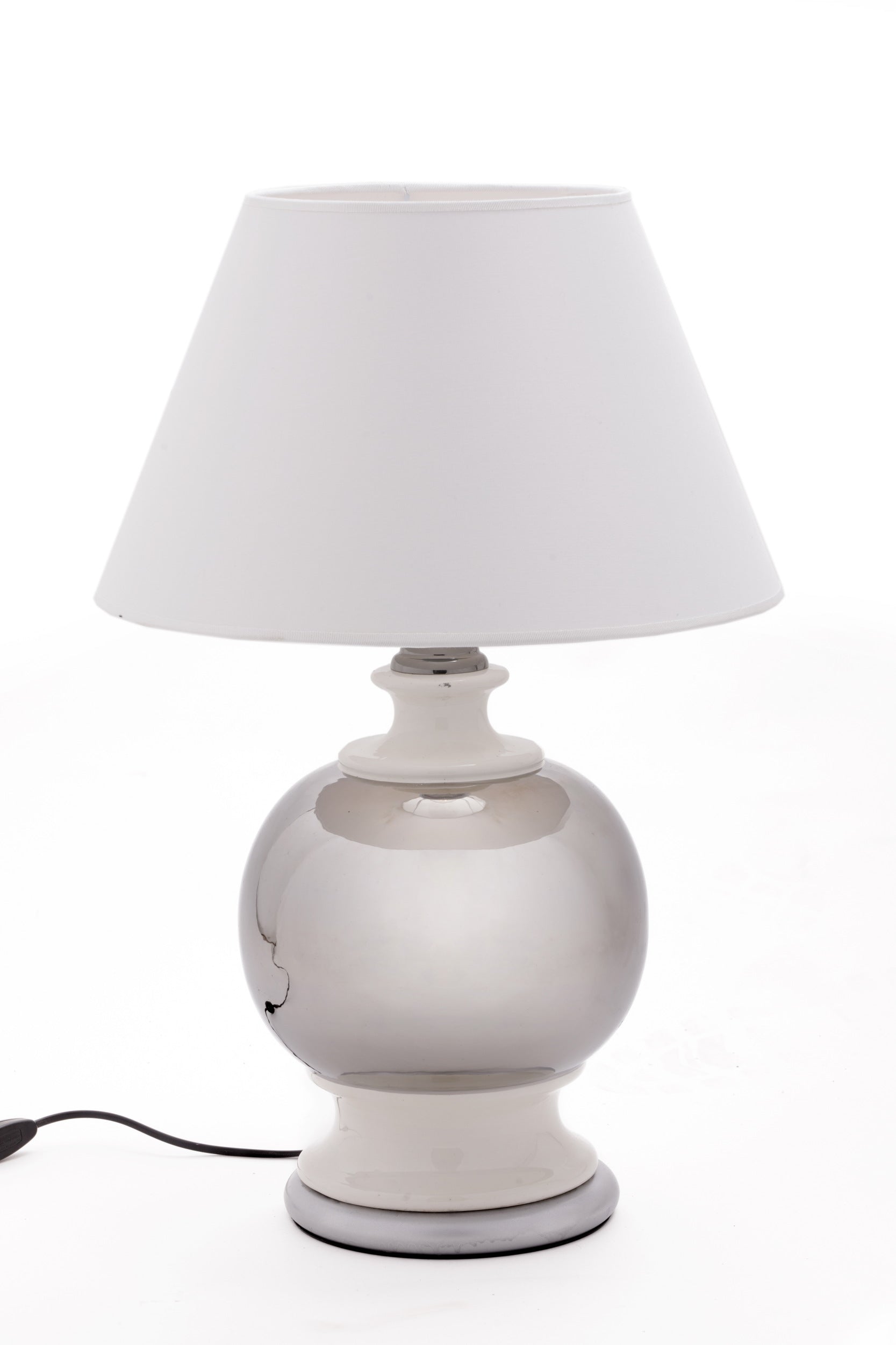 Pair of 70s silver sphere table lamps