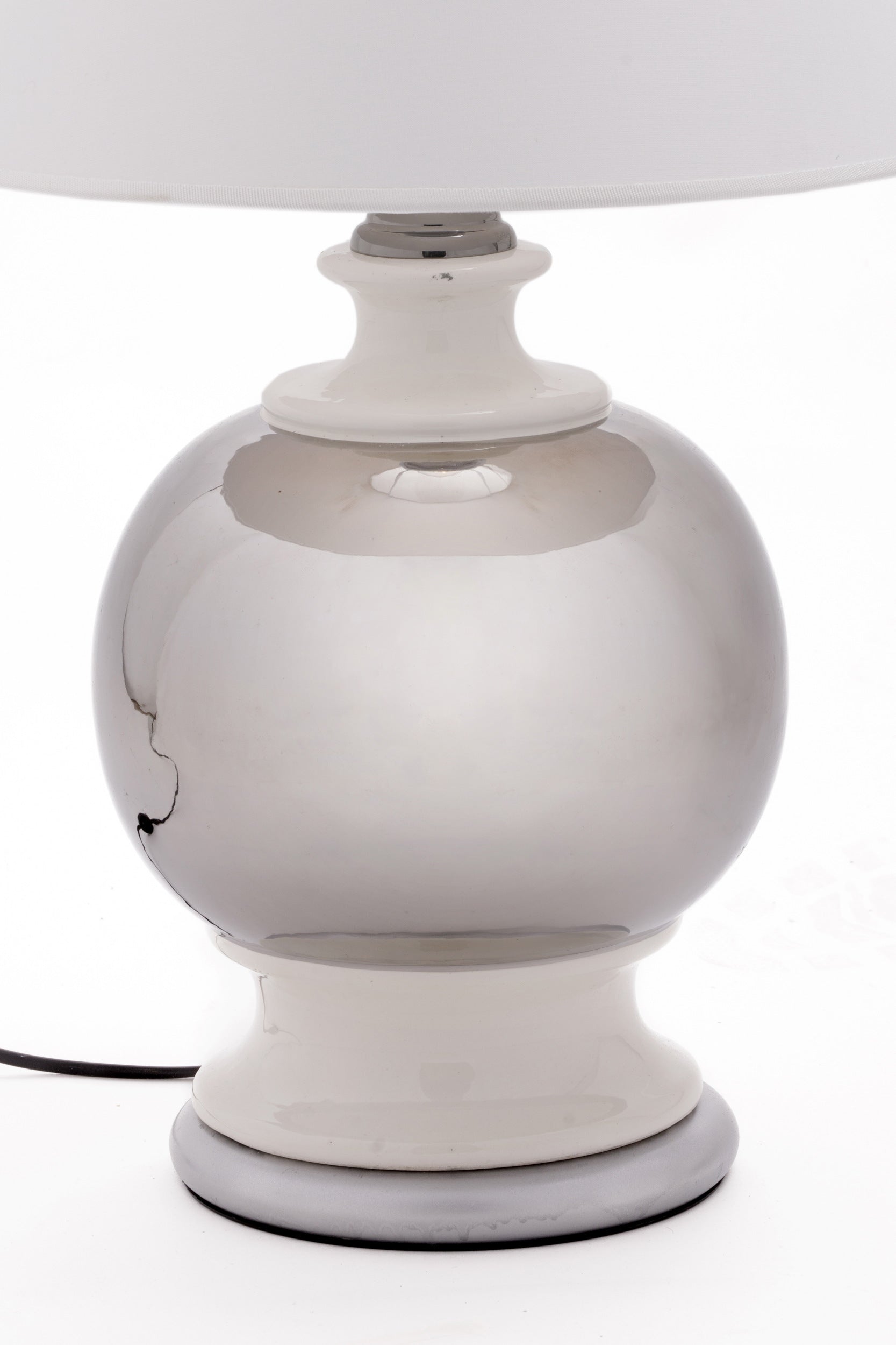 Pair of 70s silver sphere table lamps
