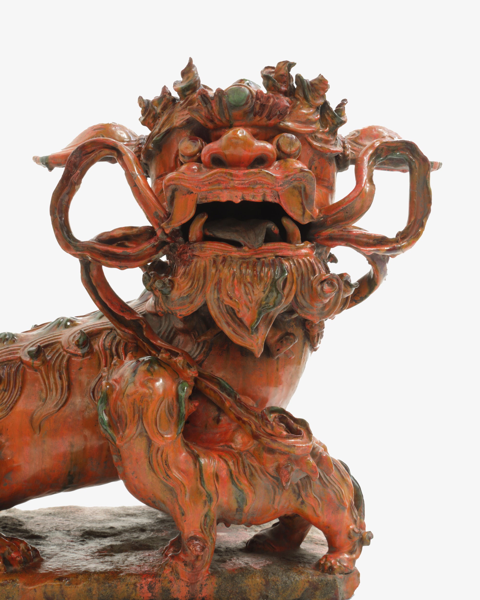 Pair of polychrome porcelain Foo Dogs