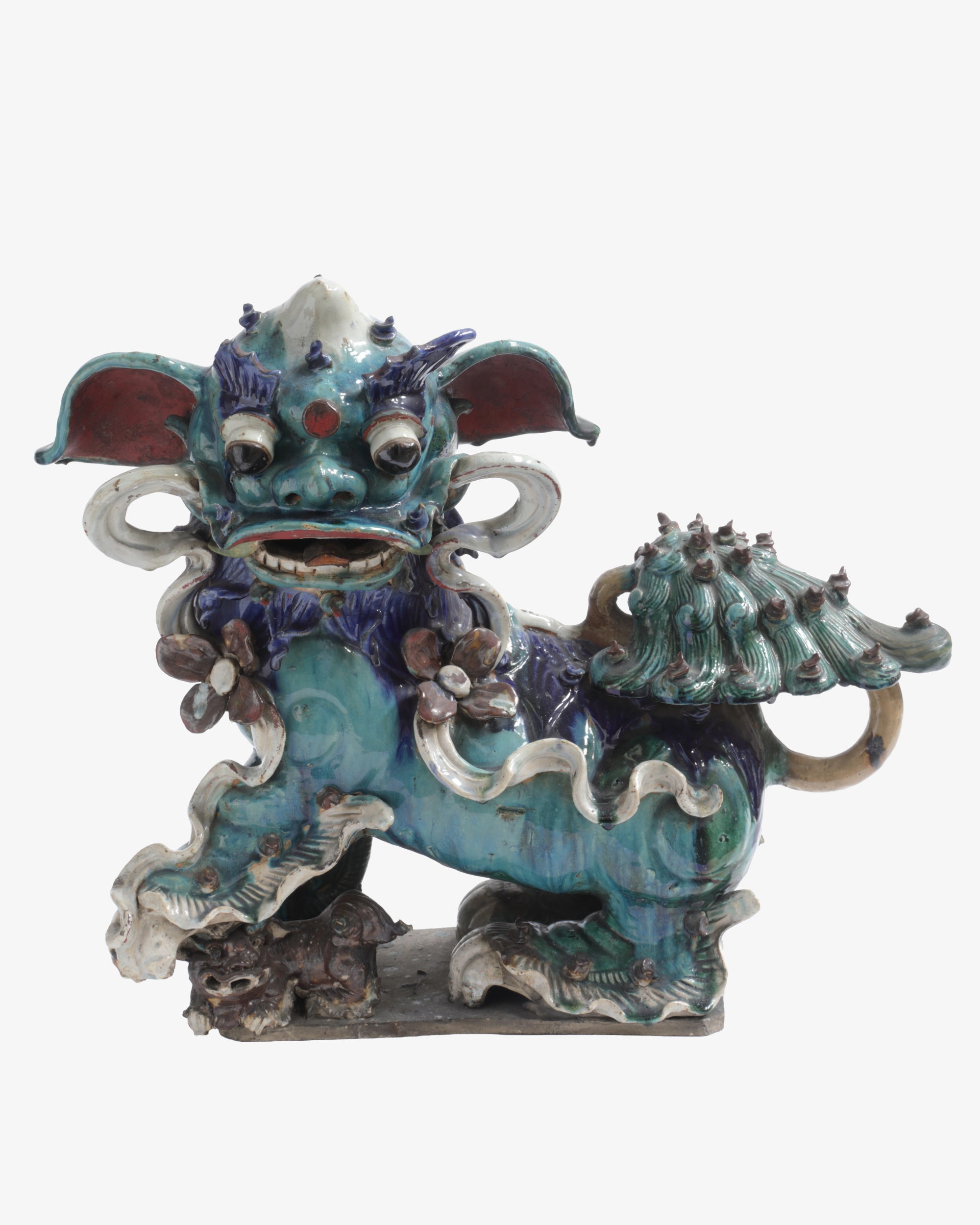 Pair of polychrome porcelain Foo Dogs