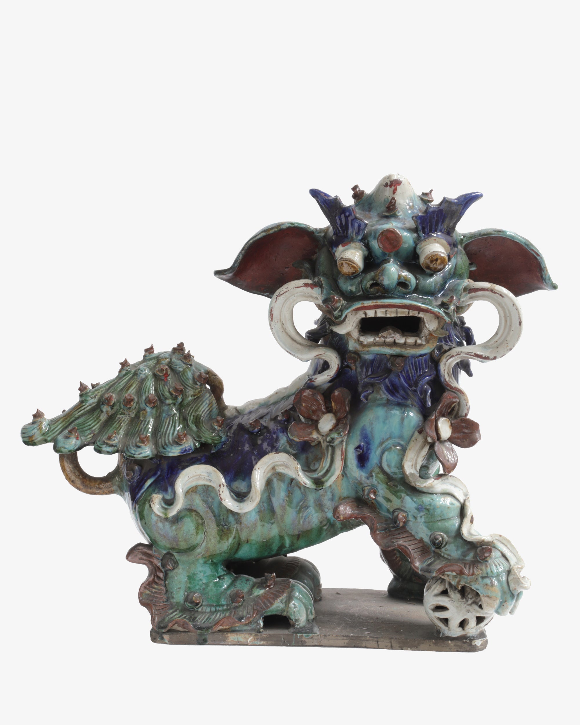 Pair of polychrome porcelain Foo Dogs