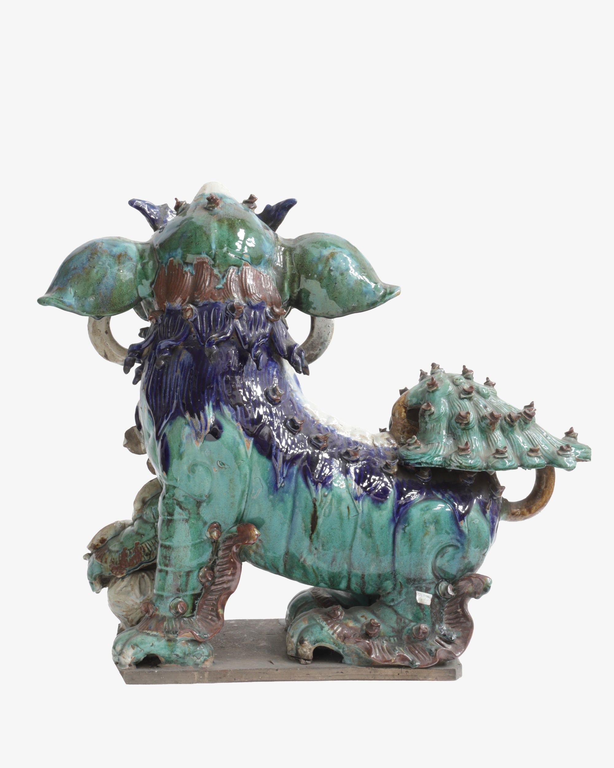 Pair of polychrome porcelain Foo Dogs
