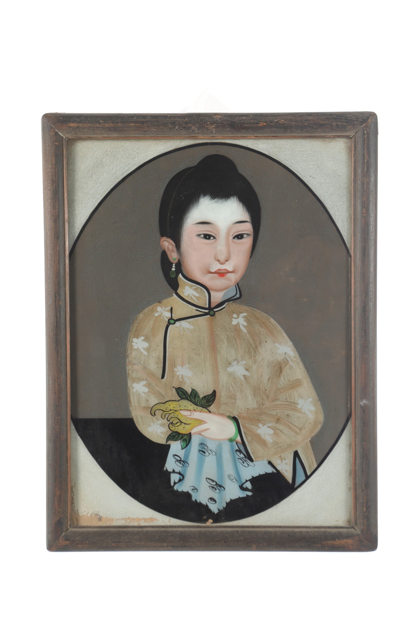 Pair of Japanese glass paintings from the 1900s