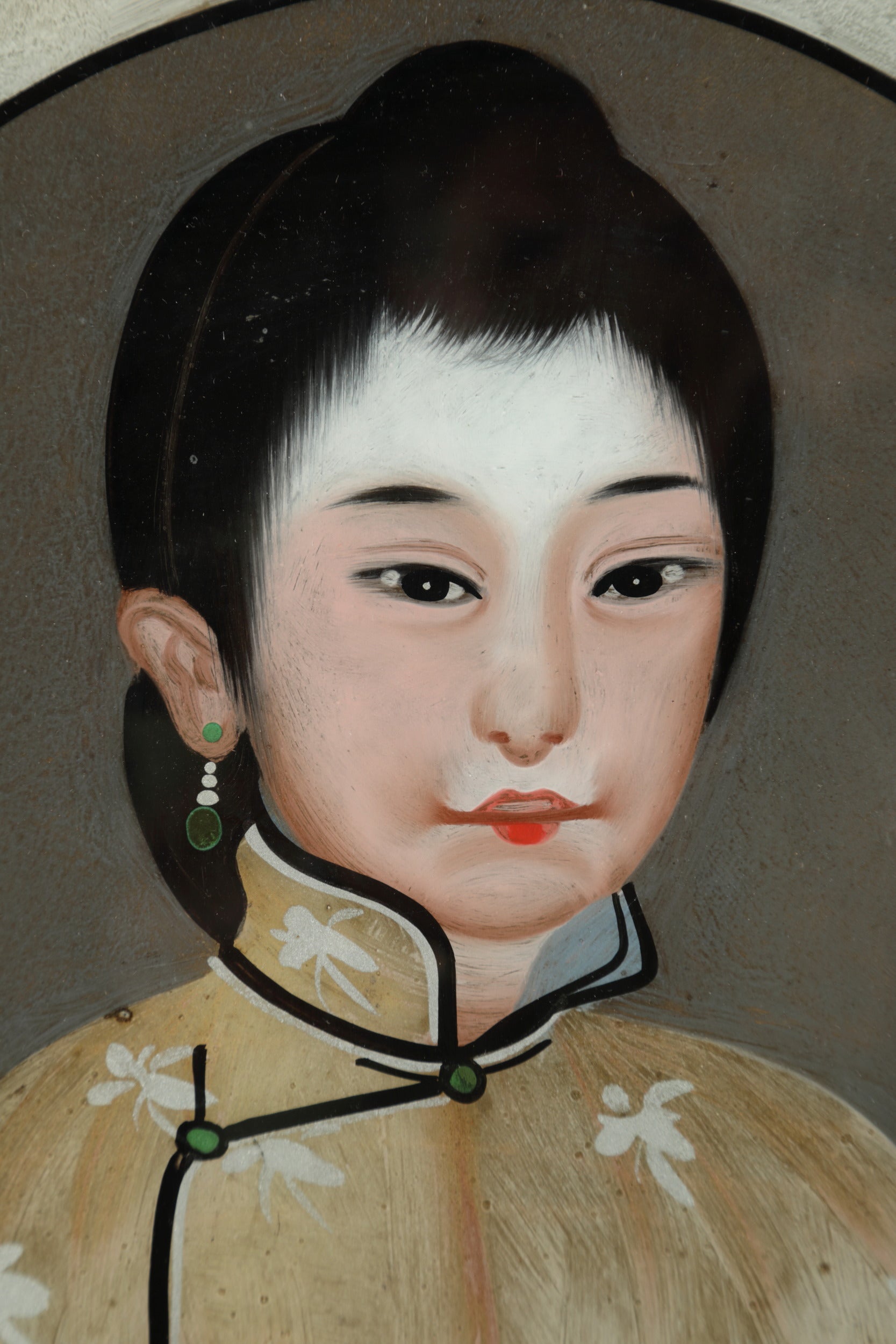 Pair of Japanese glass paintings from the 1900s