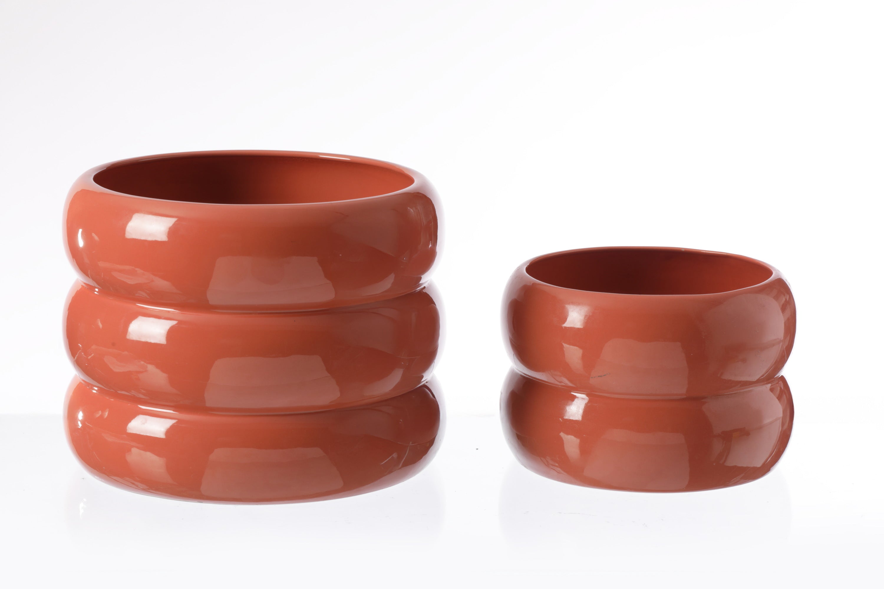 Pair of ceramic vases by Tommaso Barbi salmon