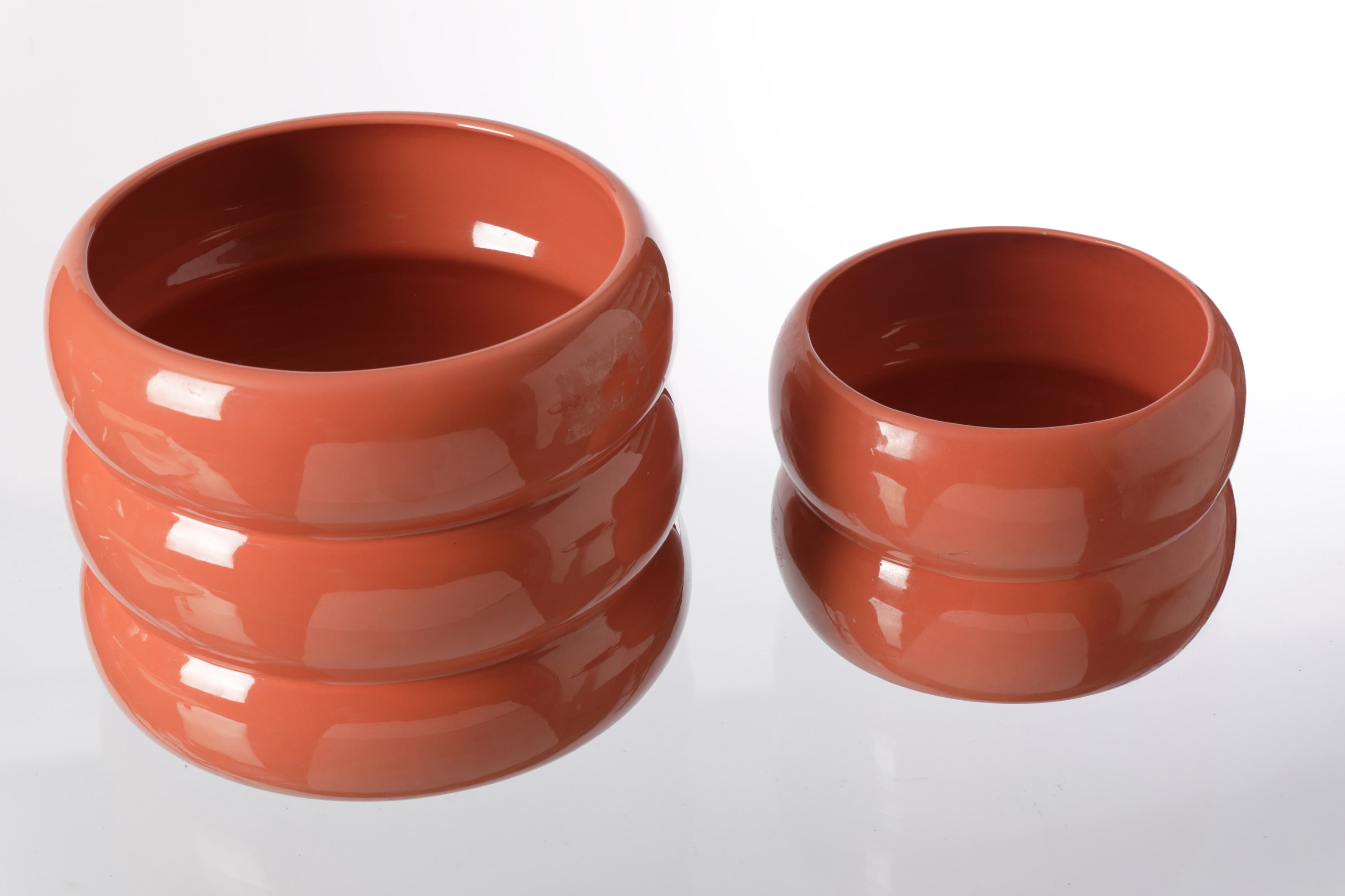 Pair of ceramic vases by Tommaso Barbi salmon