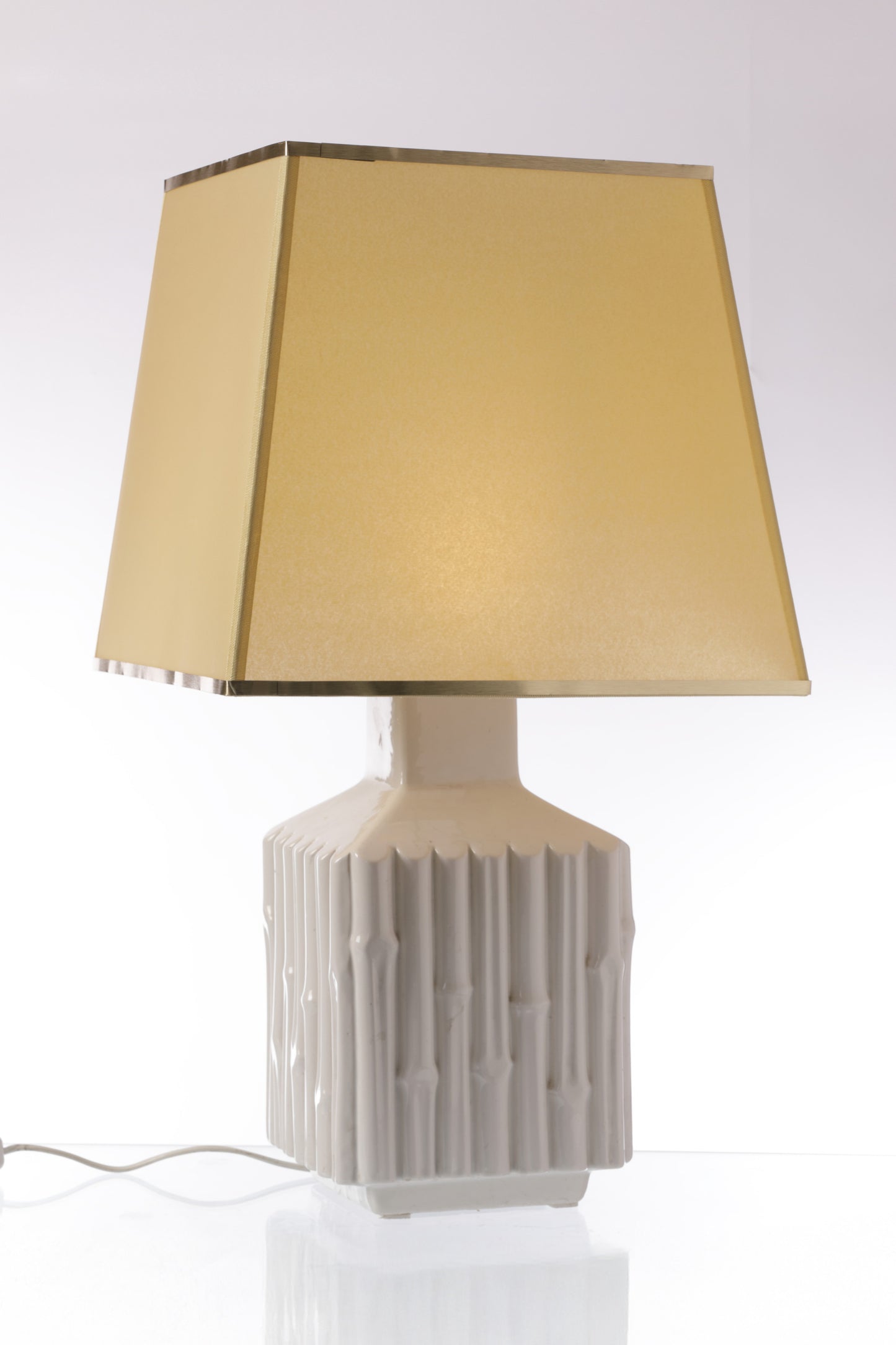 Coppia lampade da tavolo ceramica bamboo anni 70