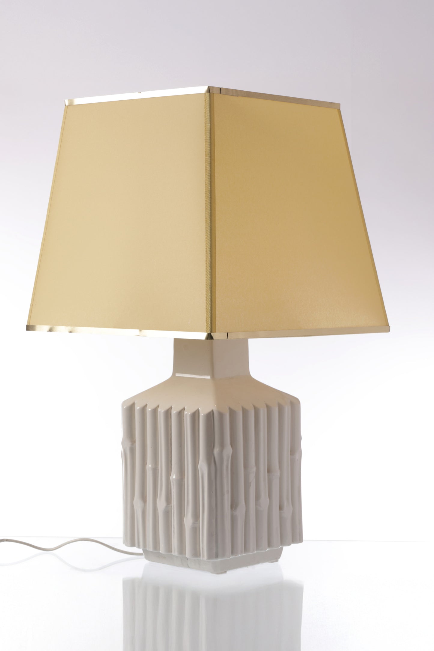 Coppia lampade da tavolo ceramica bamboo anni 70