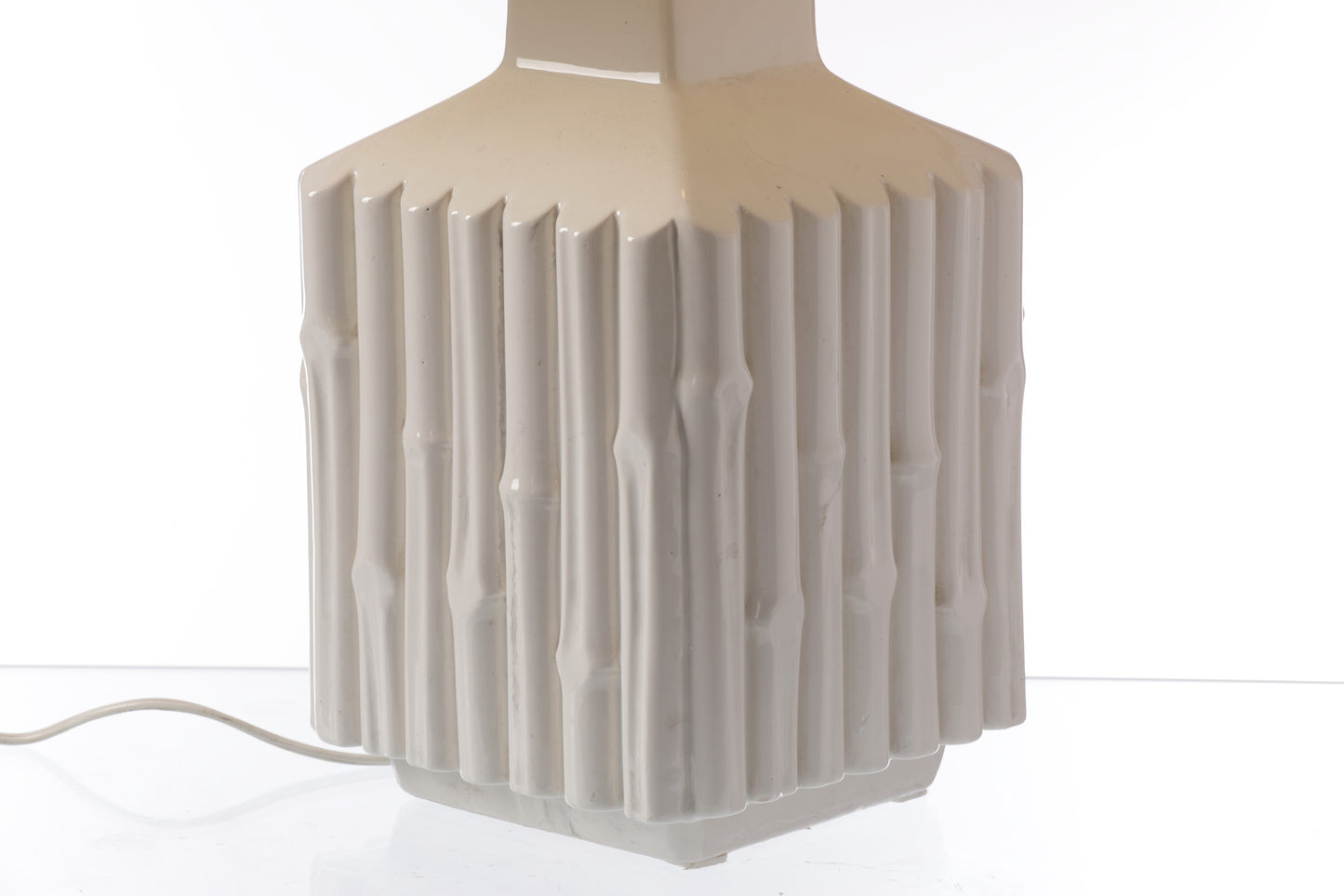 Coppia lampade da tavolo ceramica bamboo anni 70